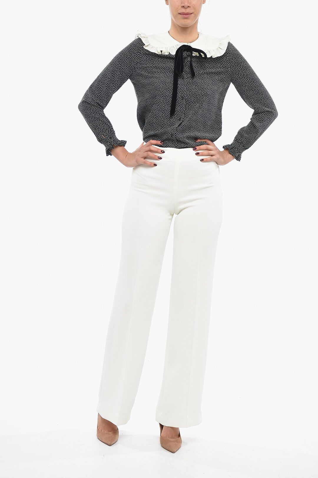 Stella McCartney og1mm0824 Hidden Closure With Palazzo Pants in White Size 26" / US 2 / IT 38 - 4 Thumbnail