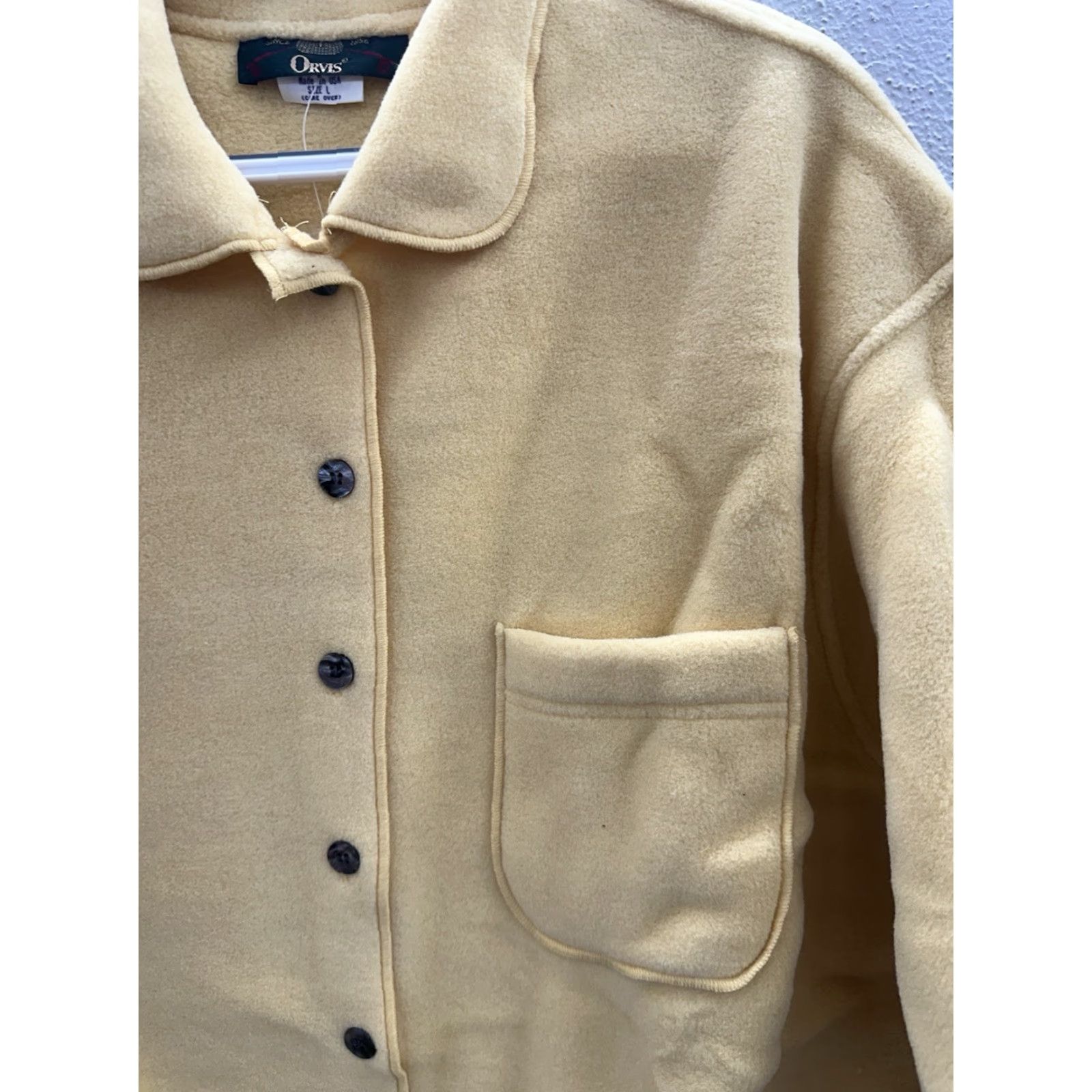 Orvis VINTAGE Orvis Womens Sweater Size Large Yellow Fleece Button Up USA Made New Size L / US 10 / IT 46 - 3 Thumbnail