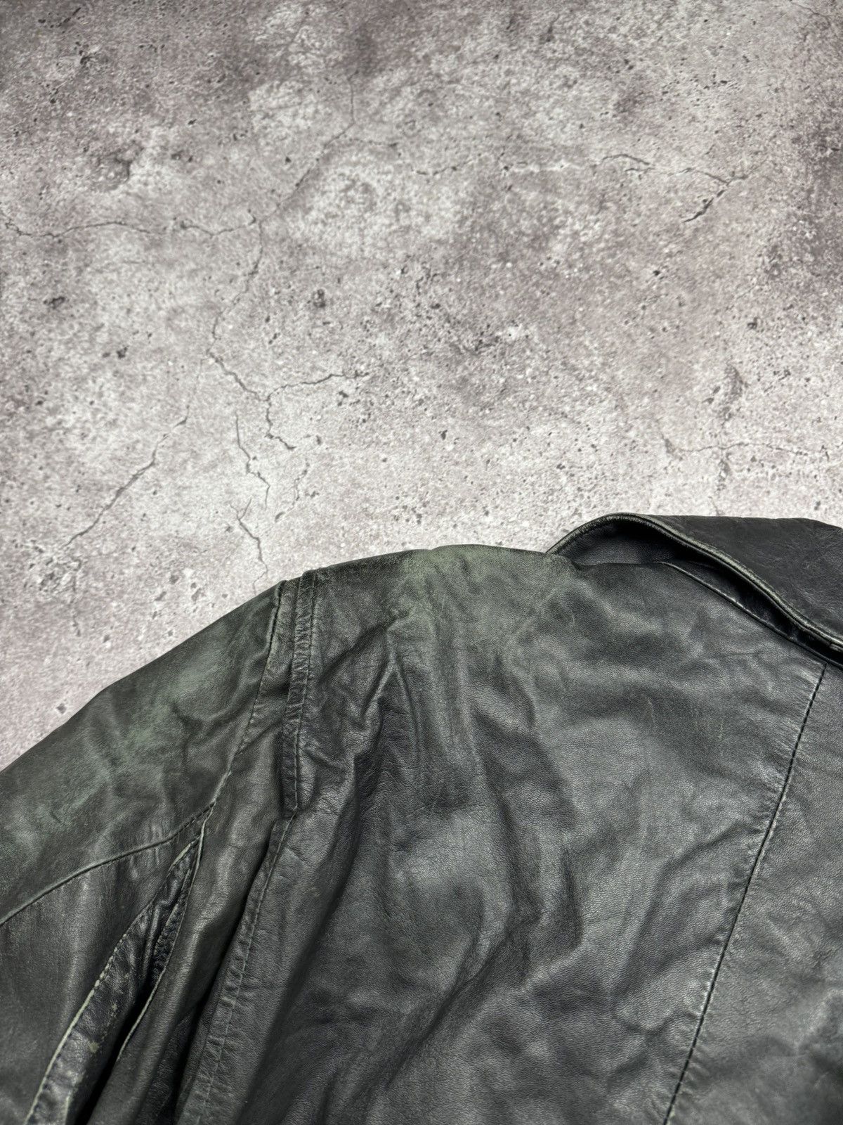 Japanese Brand Y2K Rick Owen’s Style Distressed Leather Bomber Jacket Japan Size US S / EU 44-46 / 1 - 9 Thumbnail