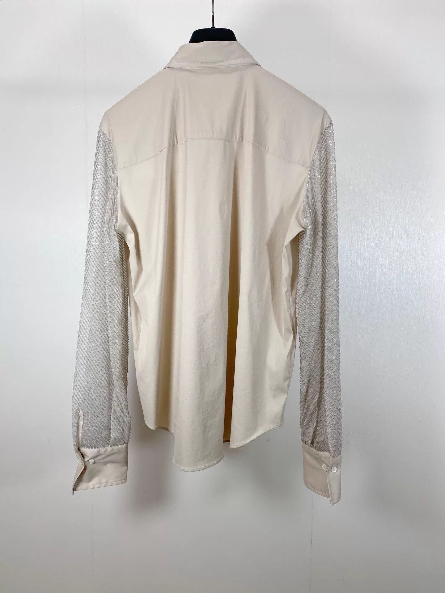 Brunello Cucinelli Brunello Cucinelli Silk Sequin-Sleeve Panel Shirt S 99N Size S / US 4 / IT 40 - 2 Thumbnail