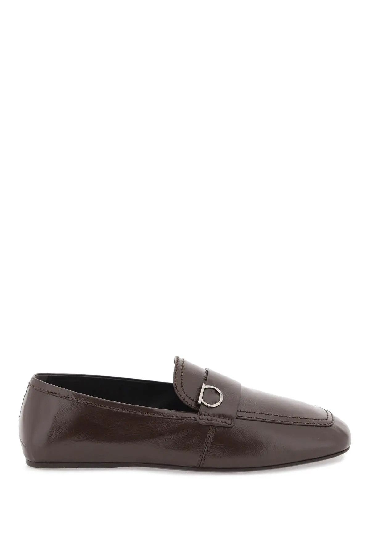 image of Salvatore Ferragamo O1S22I1N0324 "gancini Ornament Loafers In Brown, Men's (Size 7)
