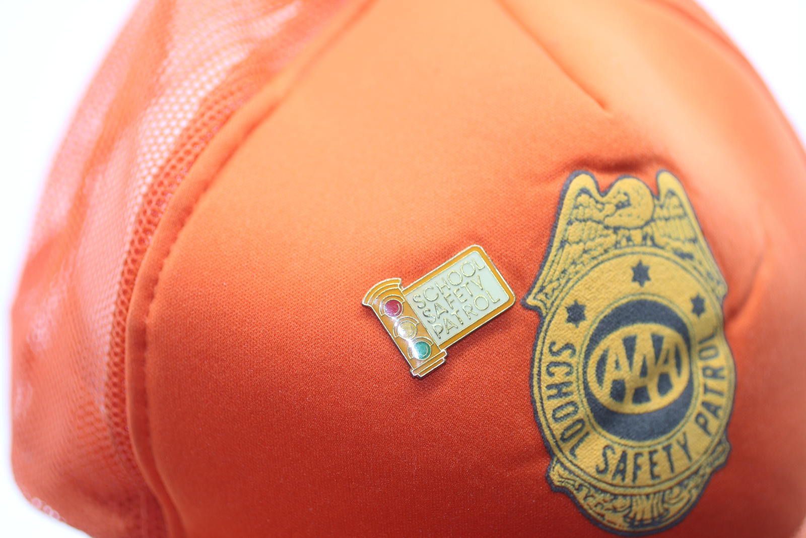 AAA Vintage AAA School Safety Patrol Orange Mesh Cap with Pin Size ONE SIZE - 3 Thumbnail