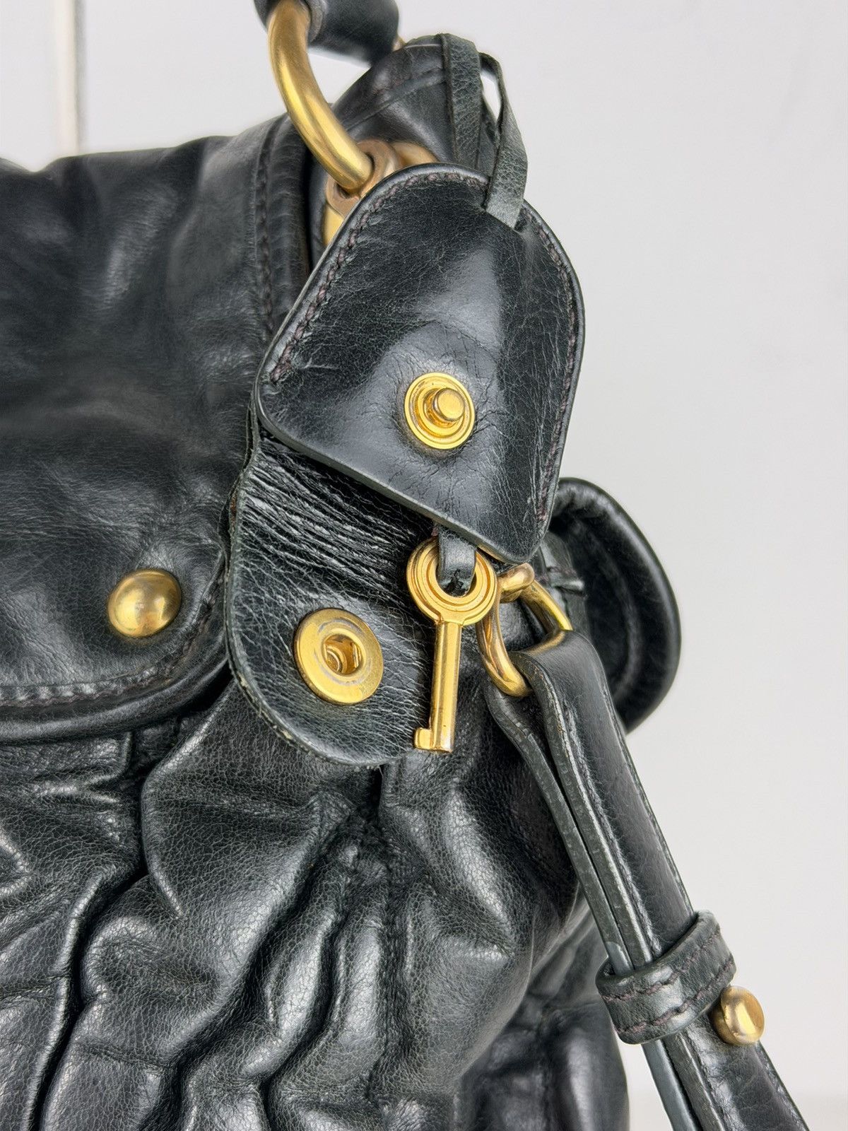 Miu Miu Miu Miu matelasse pleated leather coffer bag in deep green Size ONE SIZE - 15 Thumbnail