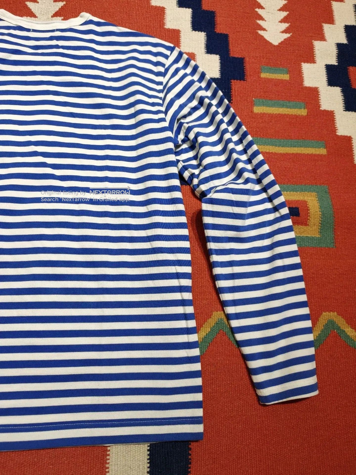 Nanamica Coolmax Striped Long Sleeve Tee in Blue, Men's — image 6 of 6