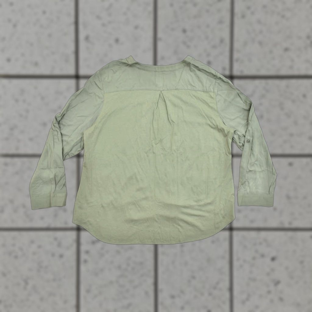 Vintage Chico's Women's Blouse Green V-Neck Long Sleeve Tie Front Solid Polyester Size 3 Regular Womens Casual Shirt Size XS / US 0-2 / IT 36-38 - 1 Thumbnail