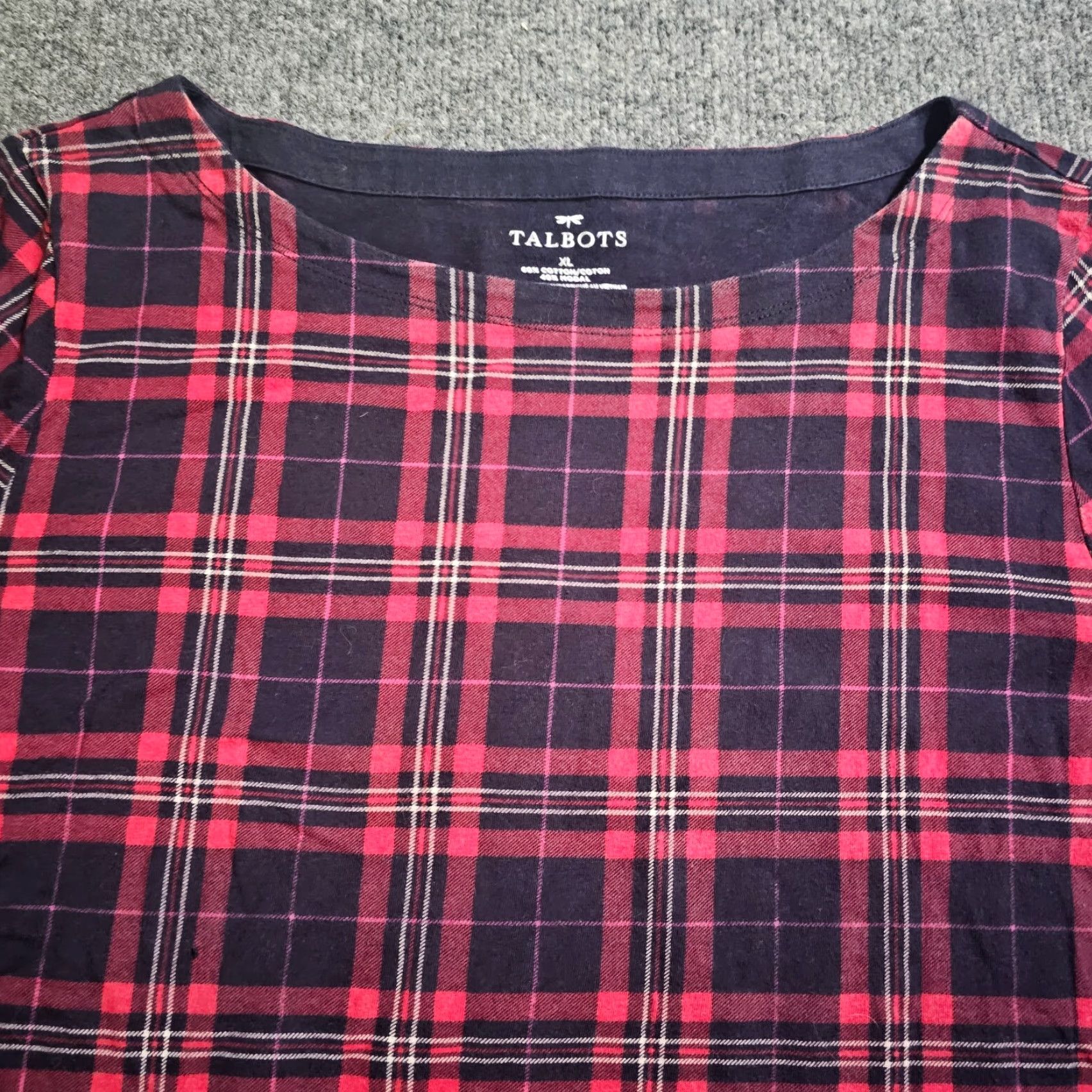 Talbots Talbots Sweater Top Women XL Black Red Plaid Long Sleeve Stretch Casual Comfort Size XL / US 12-14 / IT 48-50 - 2 Thumbnail