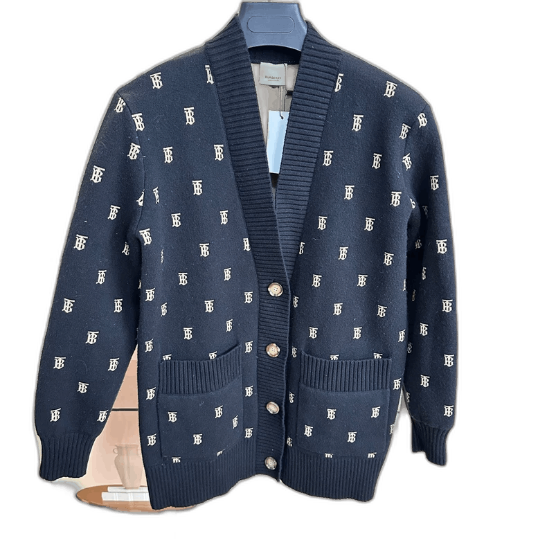 Burberry Burberry Black Wool Cardigan with Logo Size US M / EU 48-50 / 2 - 1 Thumbnail