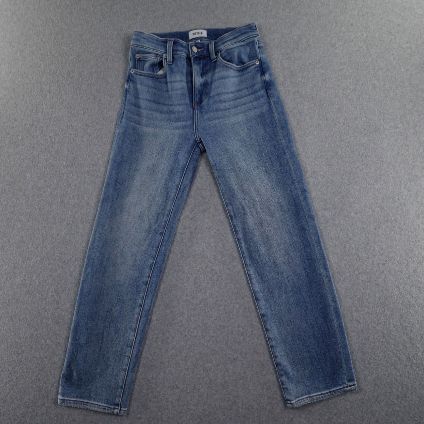 Pistola PISTOLA Jeans Womens 26 (26X25) Light Wash Blue High Rise Button Fly Distressed Jeans Size 26" / US 2 / IT 38 - 2 Thumbnail