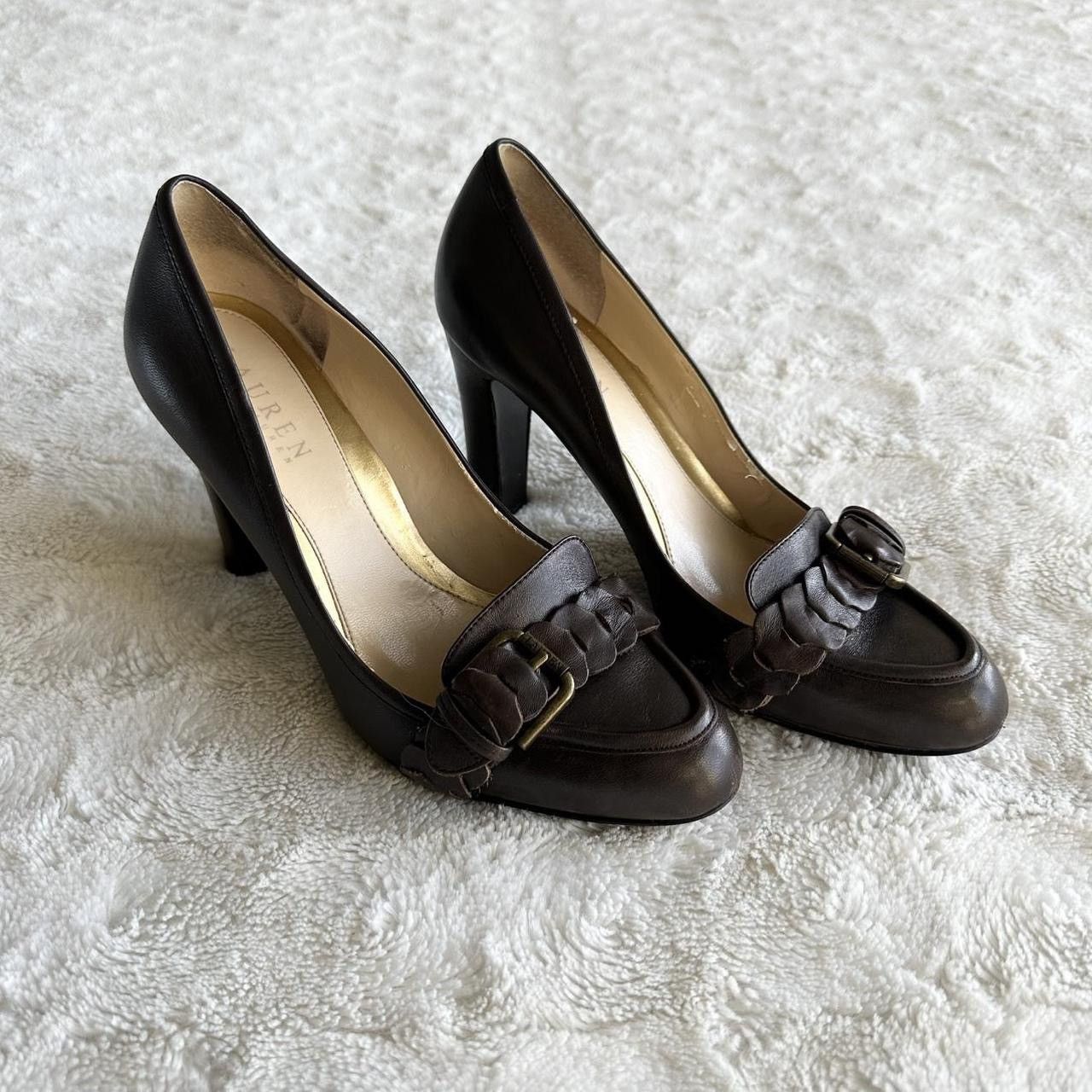 Lauren Ralph Lauren Vintage Ralph Lauren LRL Heels Pumps Womens 7.5 Brown 3.75” Size US 7.5 / IT 37.5 - 1 Thumbnail