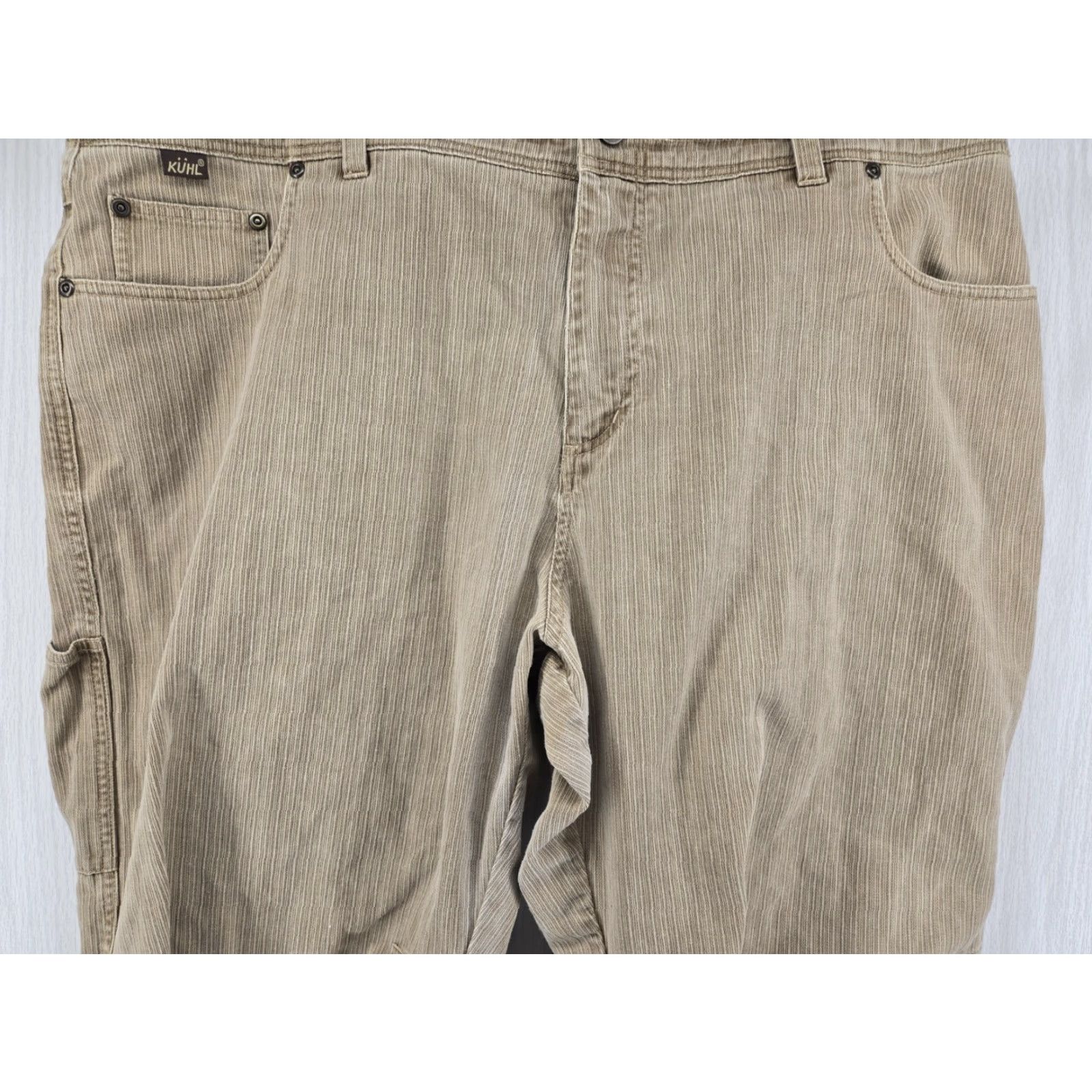 Vintage Kuhl Hi Lo Cord Khaki Beige Canvas Straight Leg Pants Men's 40x30 Size US 40 / EU 56 - 3 Thumbnail