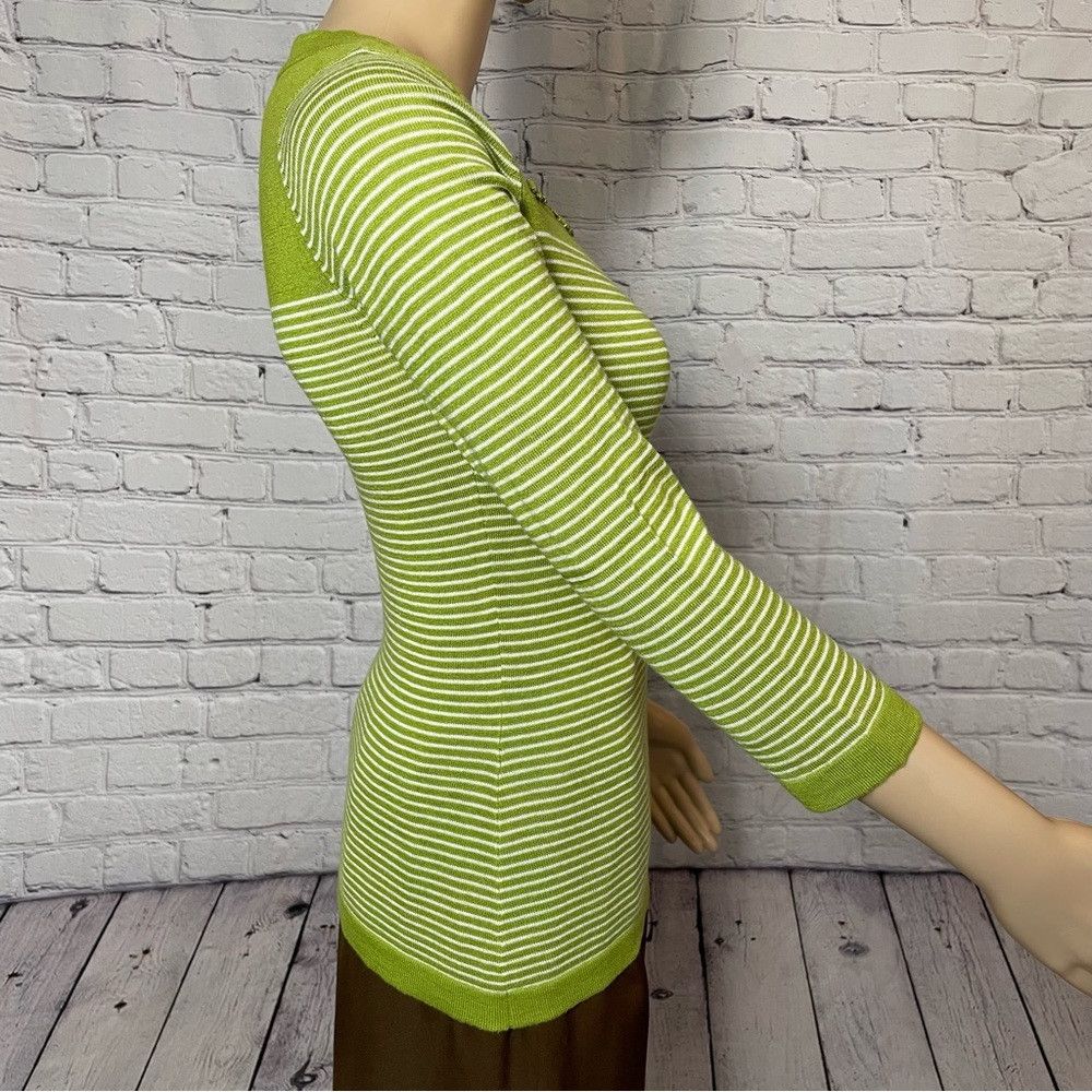 Banana Republic NWT New Banana Republic Green White Cotton Beaded Square Ne Size XS / US 0-2 / IT 36-38 - 3 Thumbnail