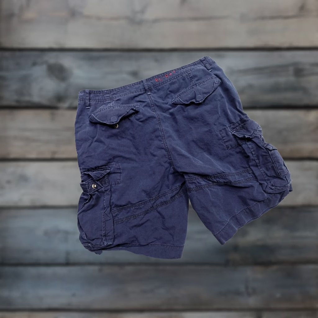Polo Ralph Lauren Cargo Shorts Mens 33 Blue Cotton Military Paratrooper Baggy