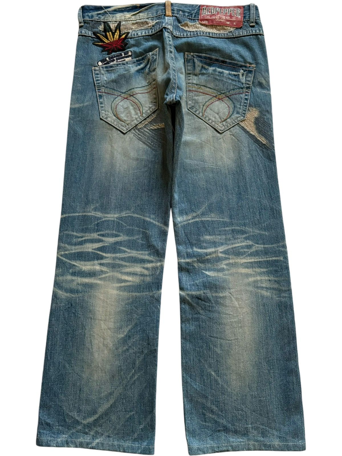 Japanese Brand Vintage Japanese Brand Mud Wash Patch Distressed Baggy Jeans Size US 34 / EU 50 - 2 Thumbnail