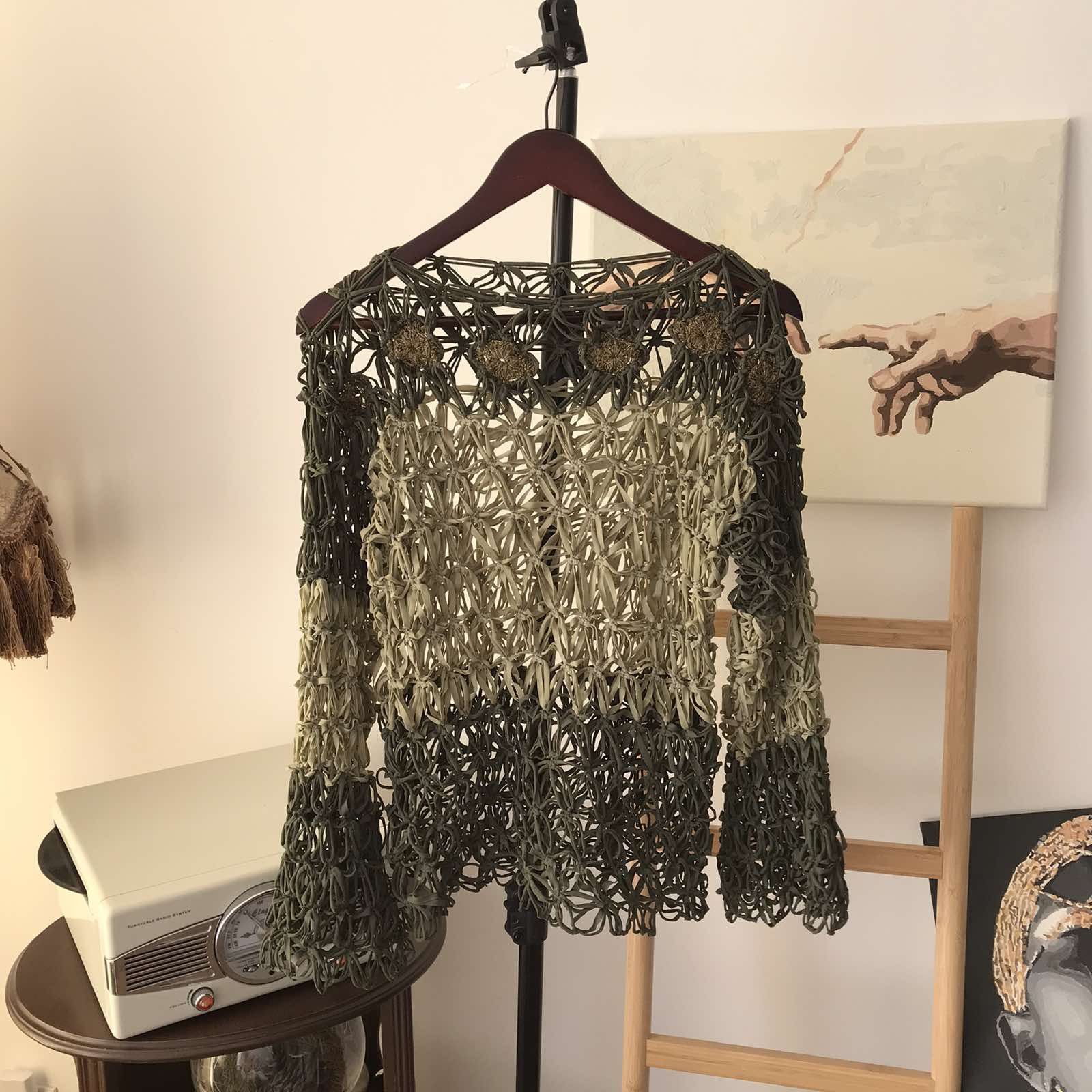 Handmade Rare Avant Garde Sweater Handmade Military Weaving 90s Size US L / EU 52-54 / 3 - 1 Thumbnail