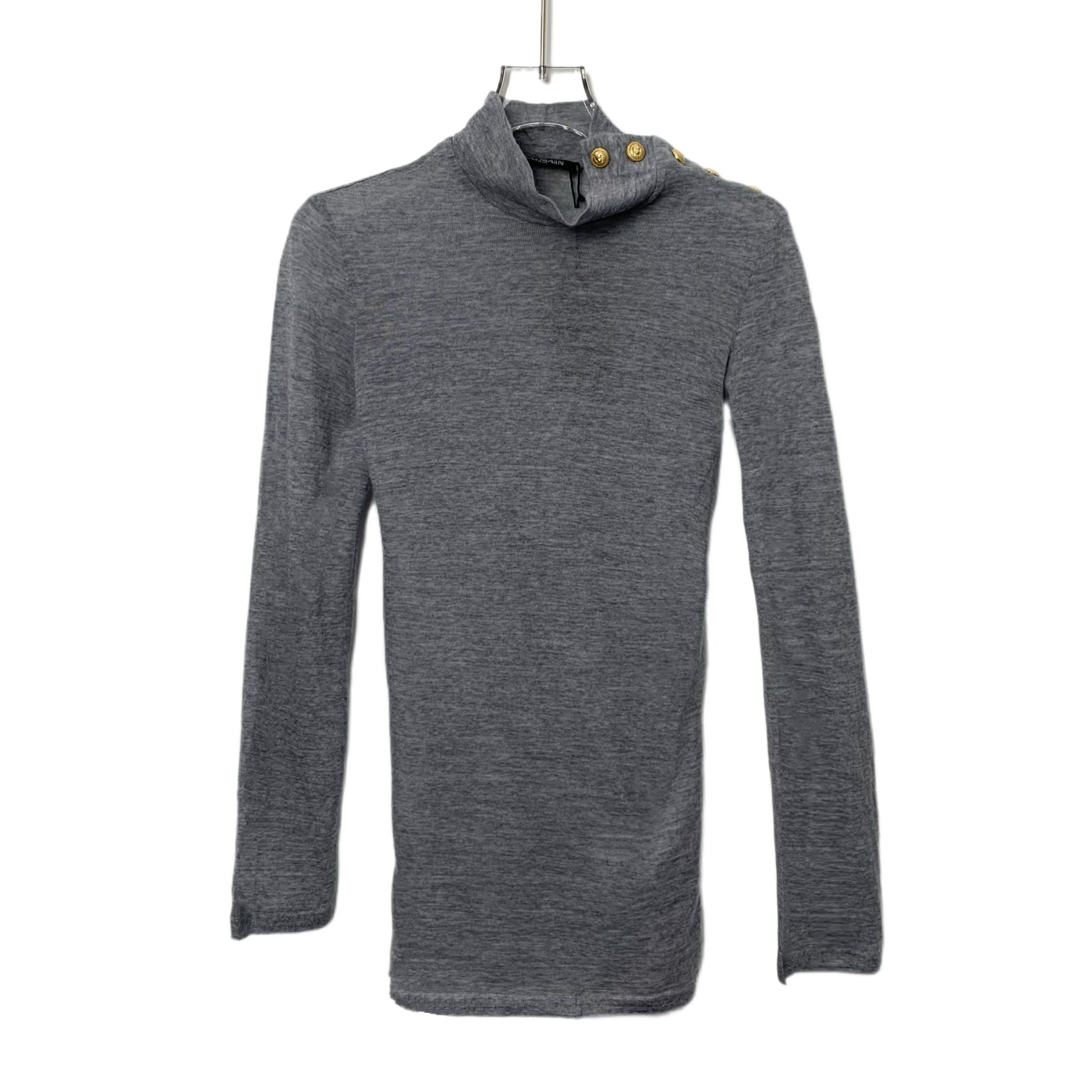 Balmain Tee – Grey Wool Side-Button (Size XS)