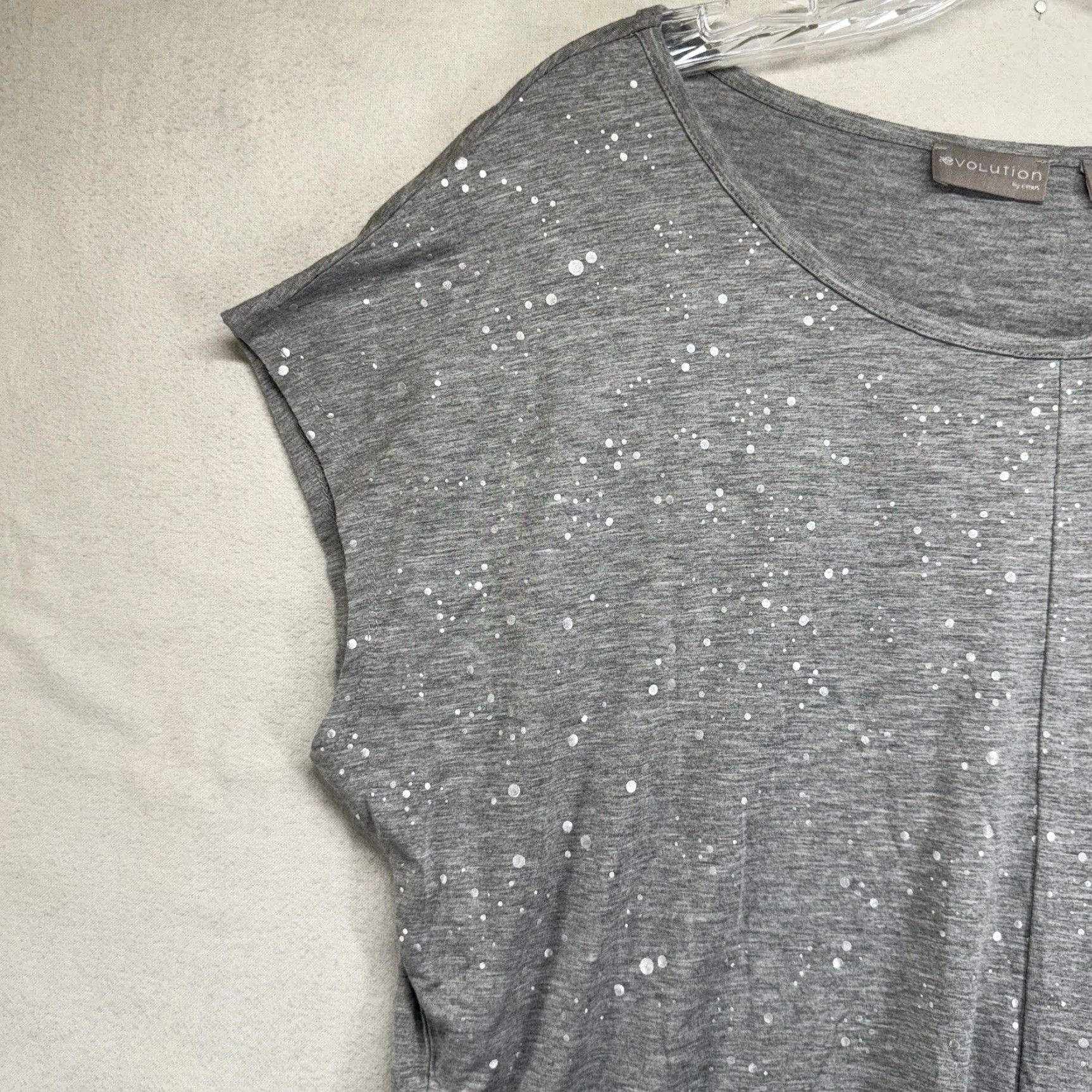 Vintage VINTAGE Cyrus Women's T-Shirt Large Gray Polka Dot Shiny Knot Front Metal Silver Size L / US 10 / IT 46 - 5 Thumbnail