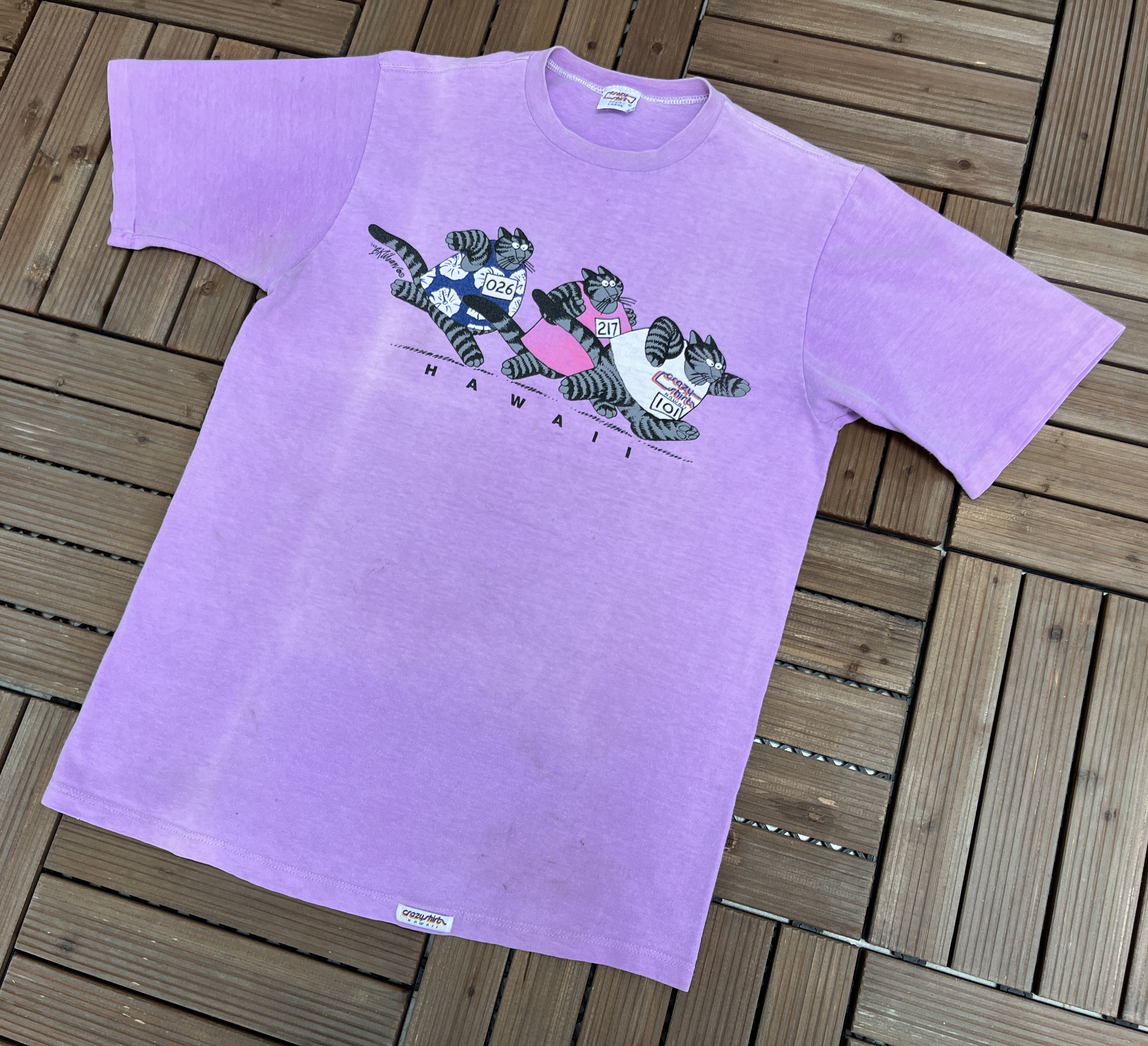 Vintage Hawaii Cat Race Vintage Purple T-Shirt Tee Size US L / EU 52-54 / 3 - 3 Thumbnail