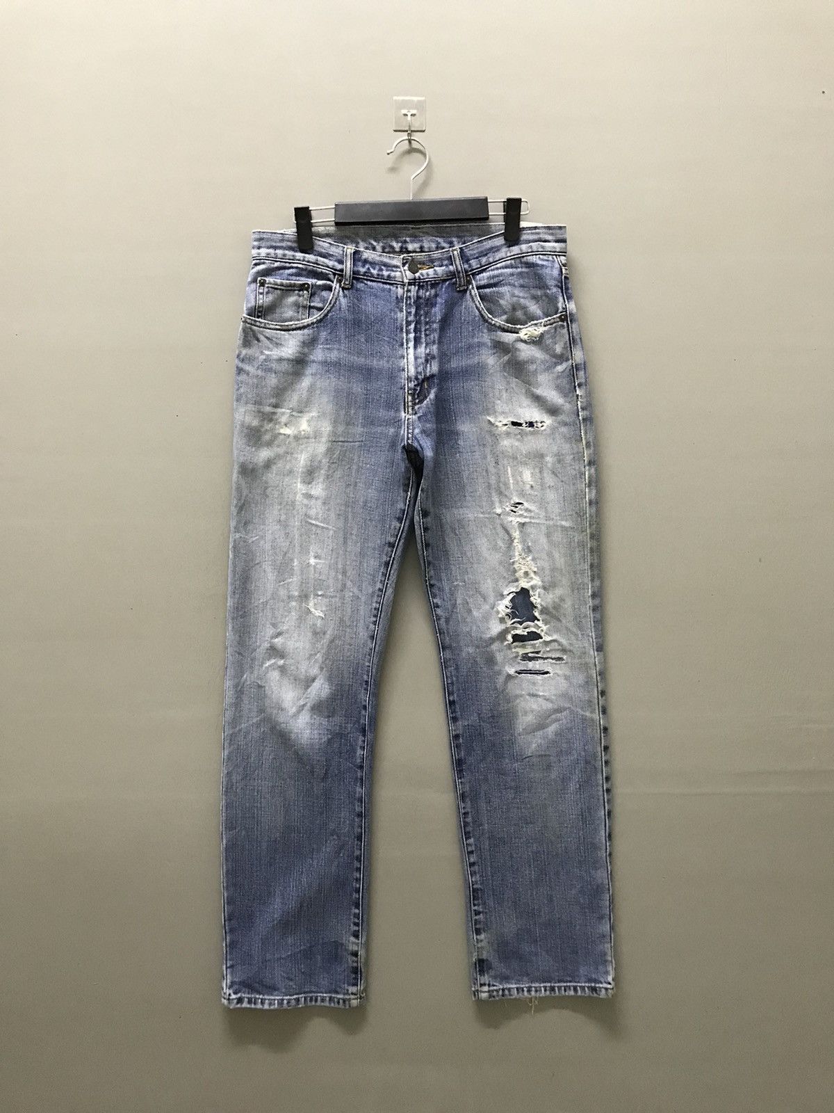 image of Distressed Denim x Vintage Top Valu Distressed Grunge Style Denim Pants in Blue, Men's (Size 33)