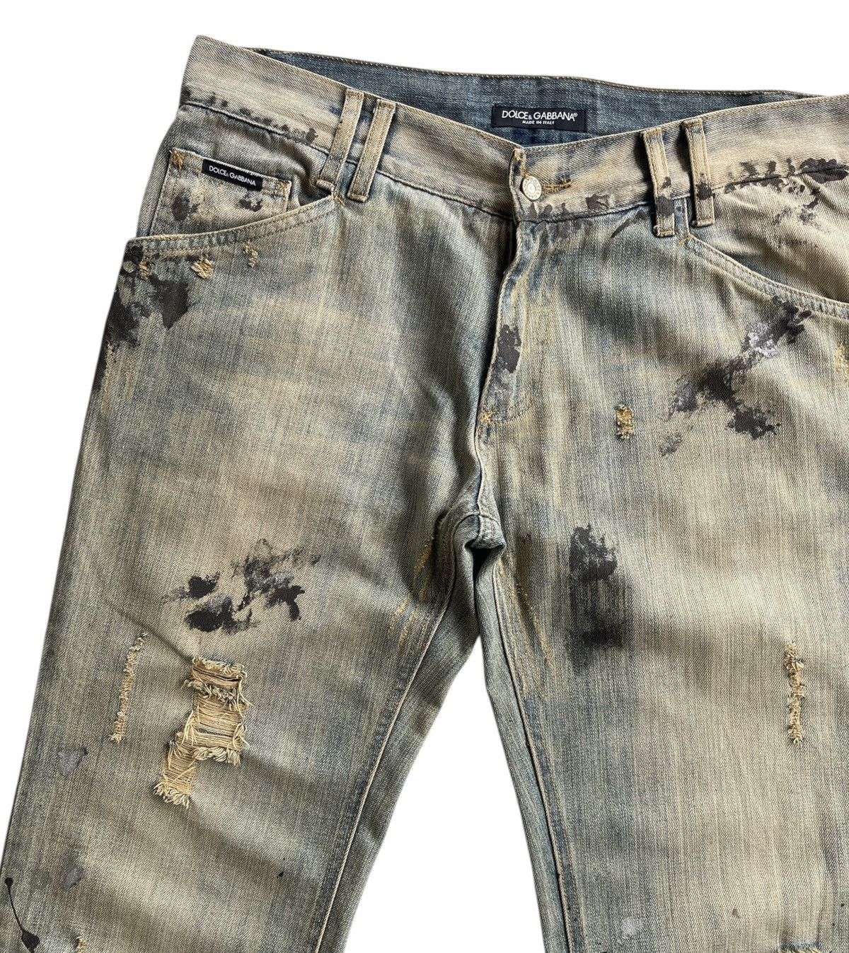 Dolce & Gabbana D&G Paint Splatted Distressed Pattern Denim Size US 35 - 4 Thumbnail