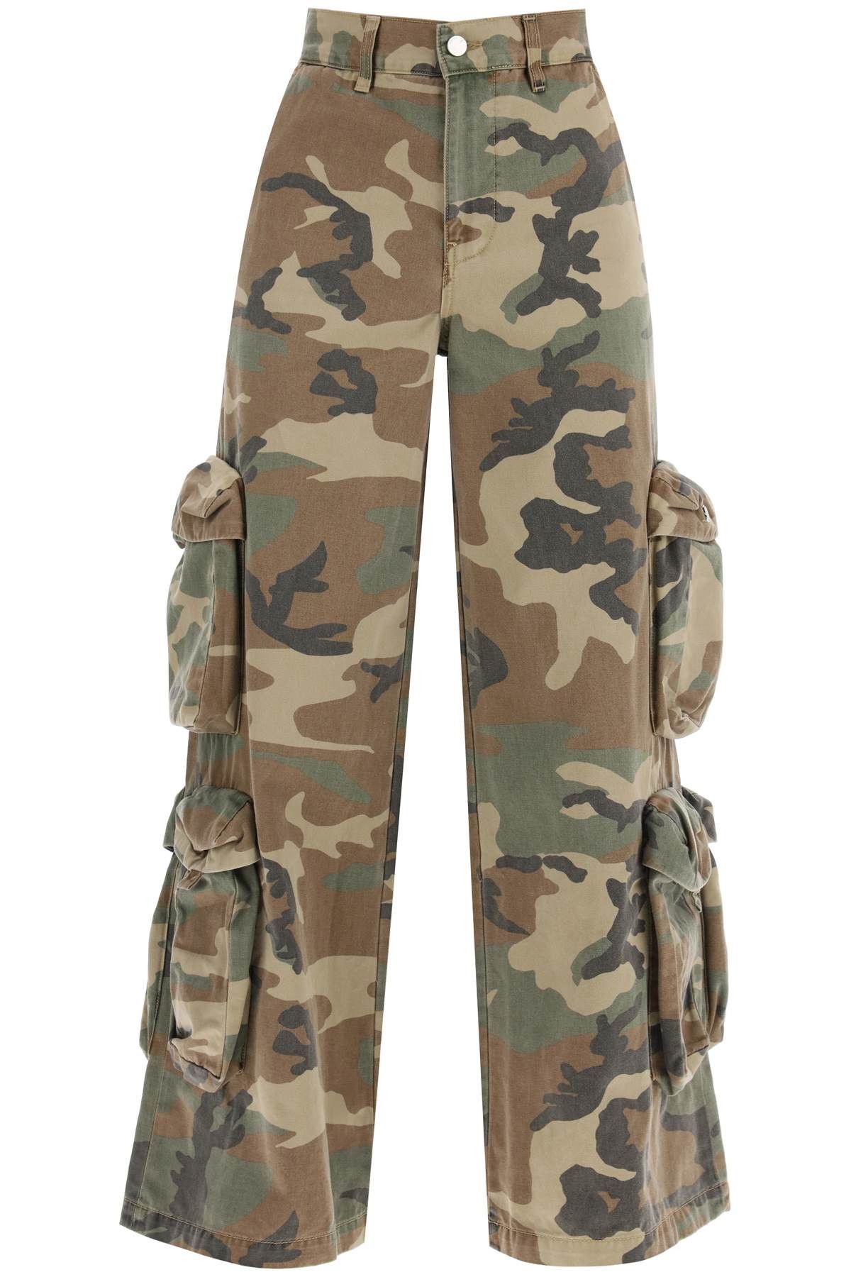 image of Amiri Baggy Cargo Camouflage Pants in Green Camo, Women's (Size 26)
