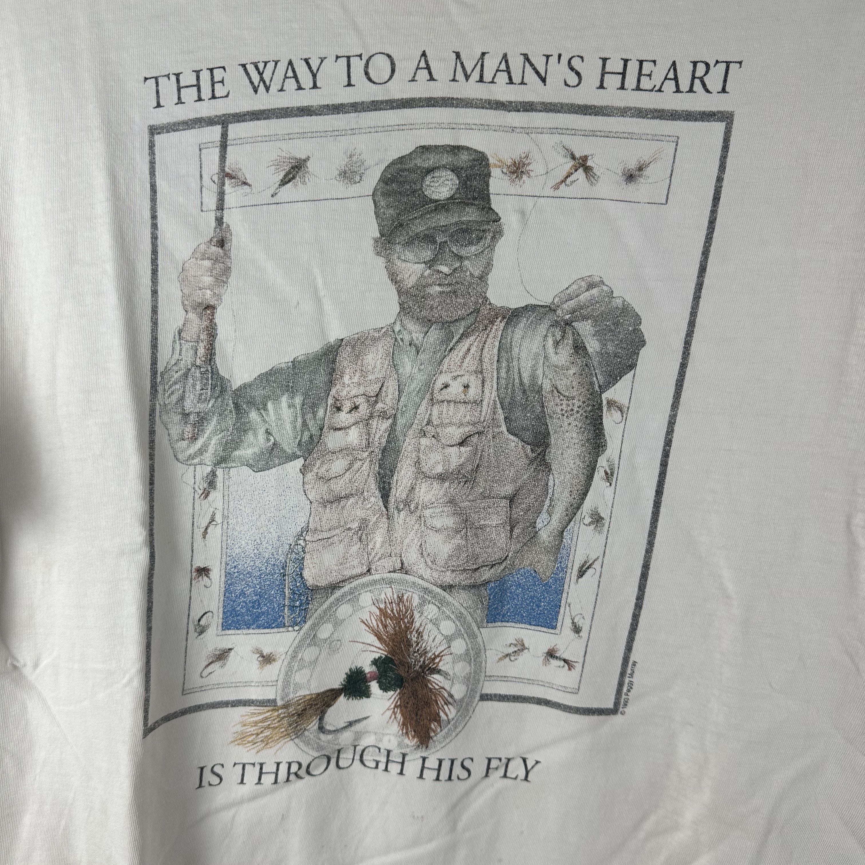 Vintage ​​​Peggy Murray The Way to a Man's Heart Through Fishing Tee Size US XL / EU 56 / 4 - 2 Thumbnail