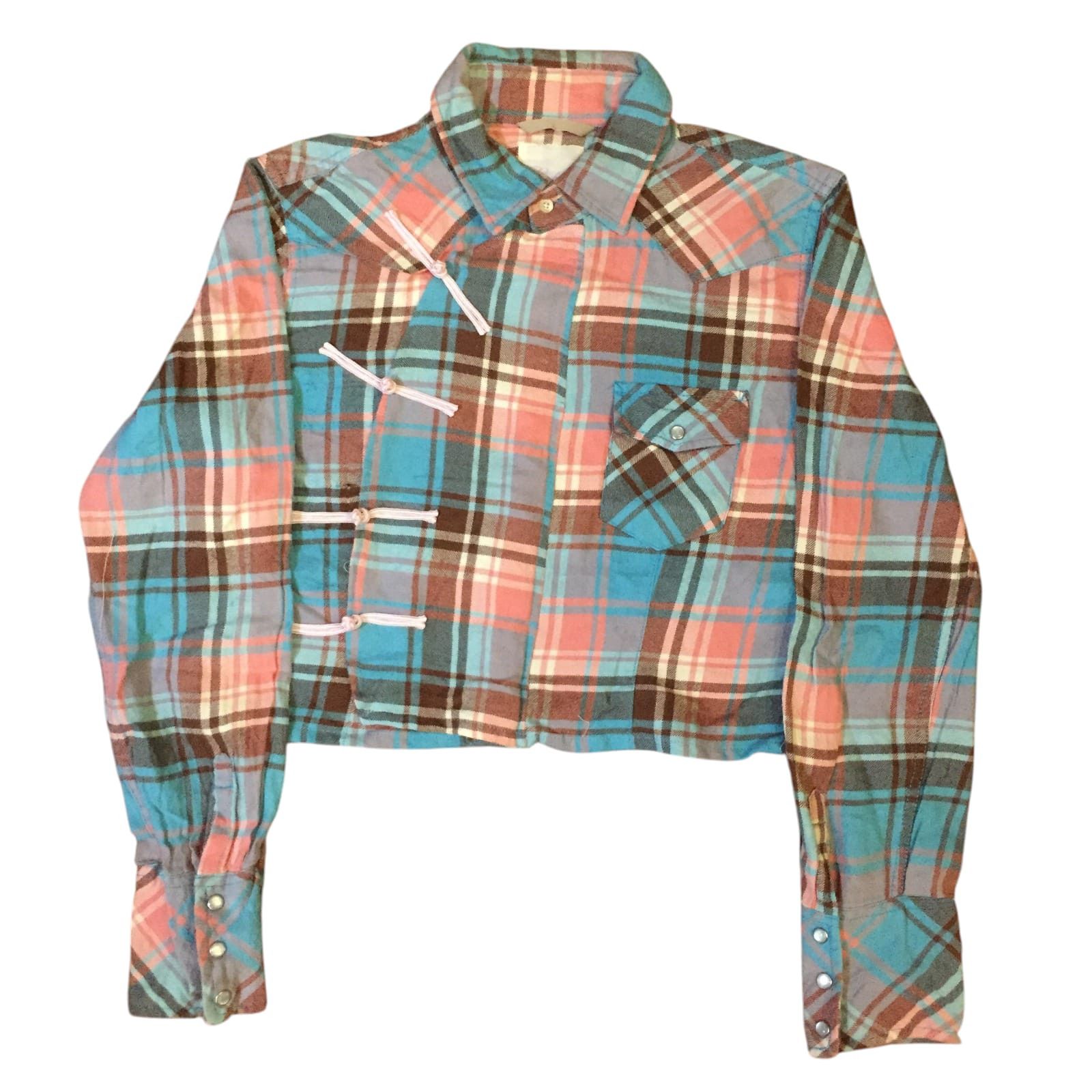 Handmade Letter Chinese Cheongsam Boxy Shirt Flannel Reworked Size S / US 4 / IT 40 - 1 Thumbnail