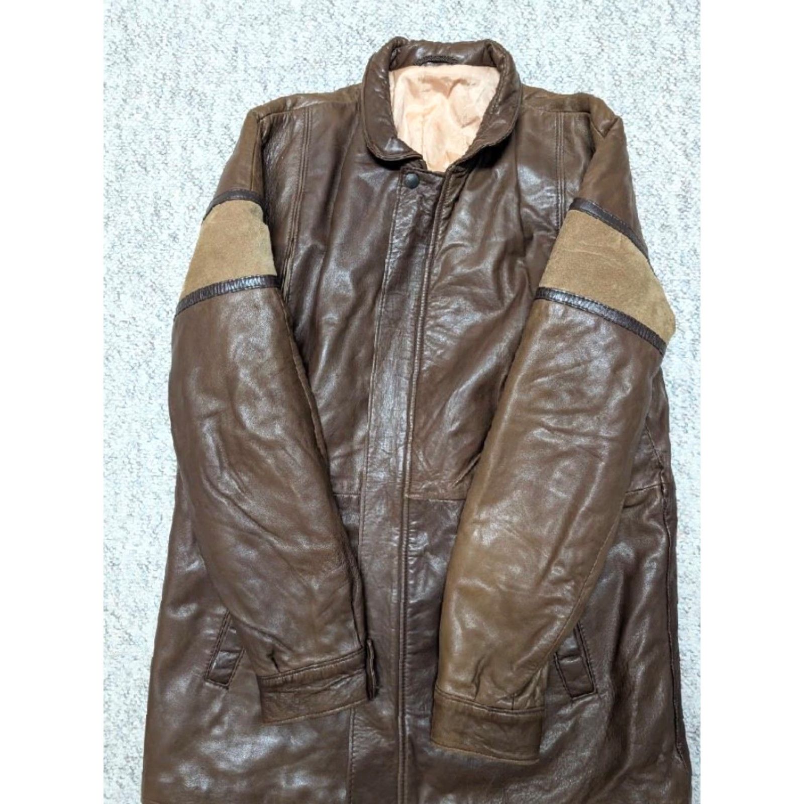 Vintage VINTAGE CUSTOM MOTORCYCLE leather JACKET Men S Brown Striped Lambskin Suede 38 Chest Zip Made in Canada Mens Jacket Size US S / EU 44-46 / 1 - 5 Thumbnail