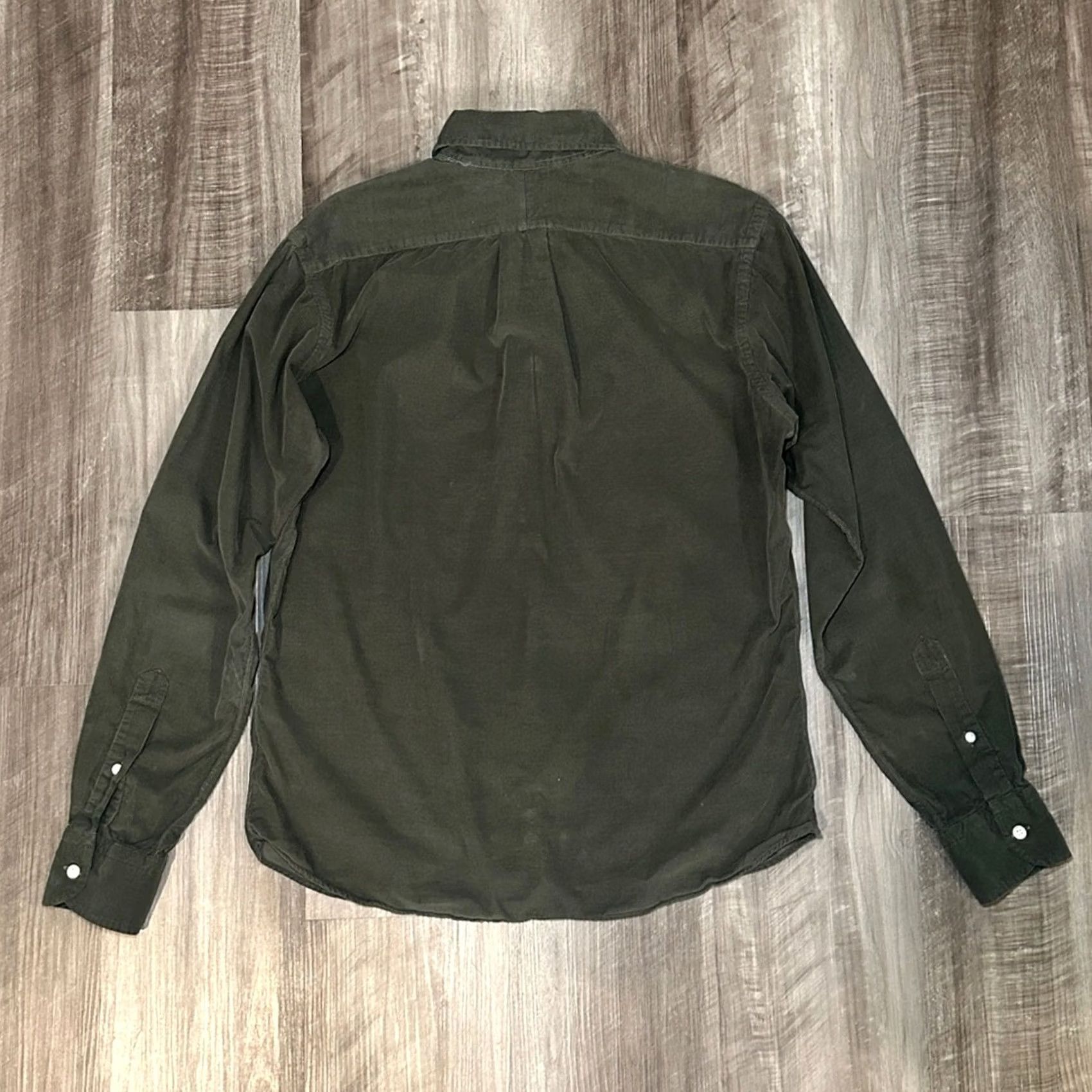 Hamilton Hamilton Olive Green Micro Corduroy Long Sleeve Button Shirt Medium Men Size US M / EU 48-50 / 2 - 3 Thumbnail