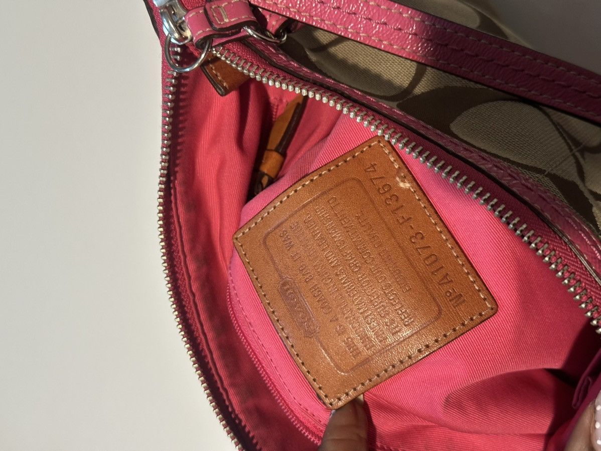 Coach Coach Signature Stripe Shoulder Bag – Brown with Pink Trim Size ONE SIZE - 3 Thumbnail