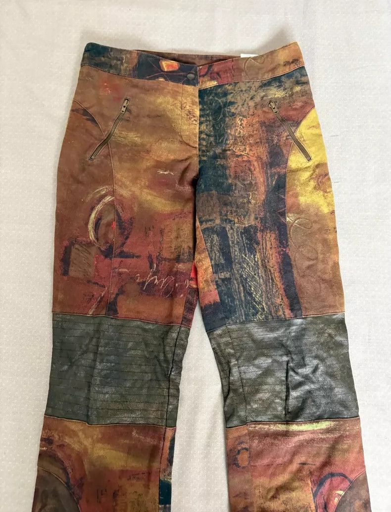Yohji Yamamoto Vintage Printed Pants with Leather Inserts-2506 Size 28" / US 6 / IT 42 - 2 Thumbnail