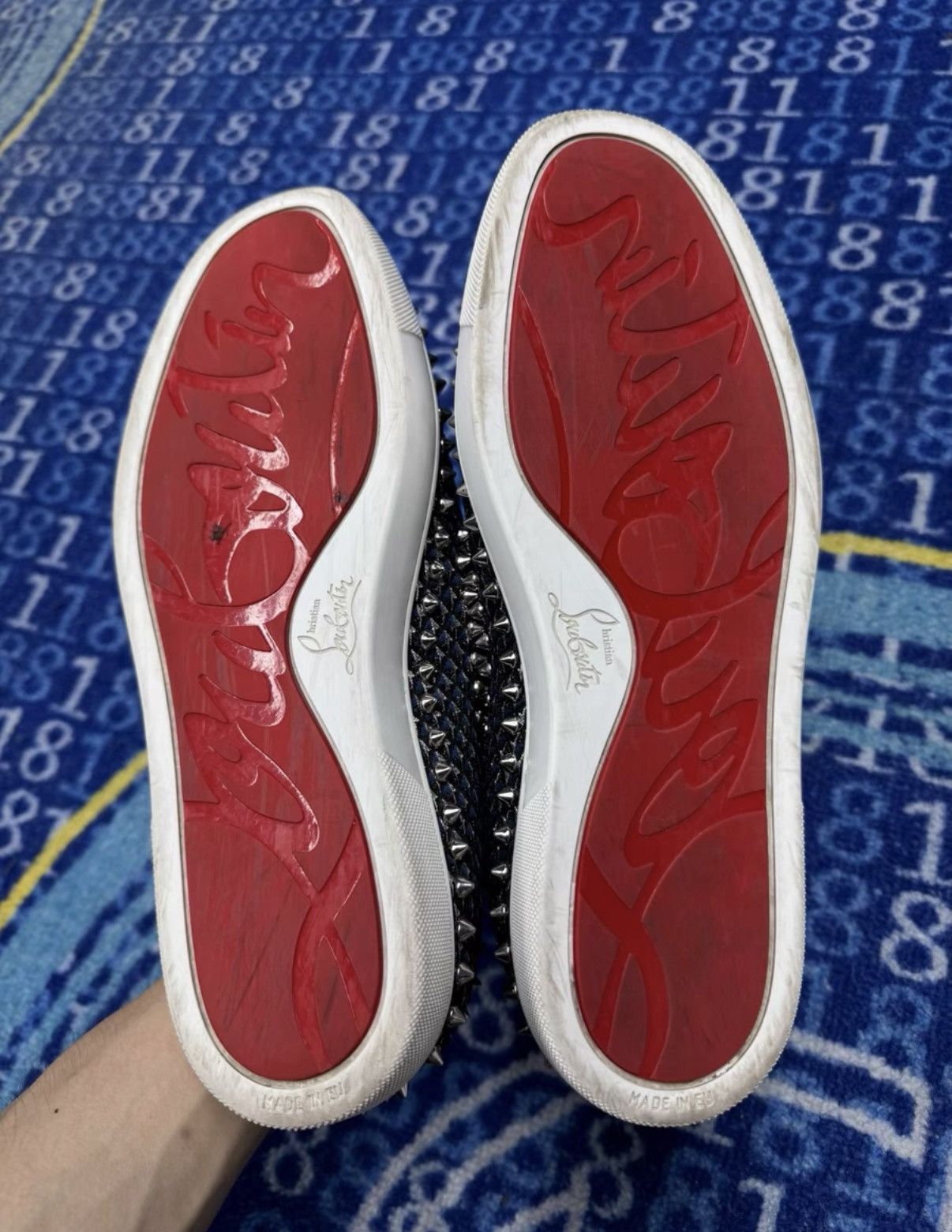 Christian Louboutin Christian Louboutin Black & Silver Studded Slip-On K37 Size US 8.5 / EU 41-42 - 3 Thumbnail