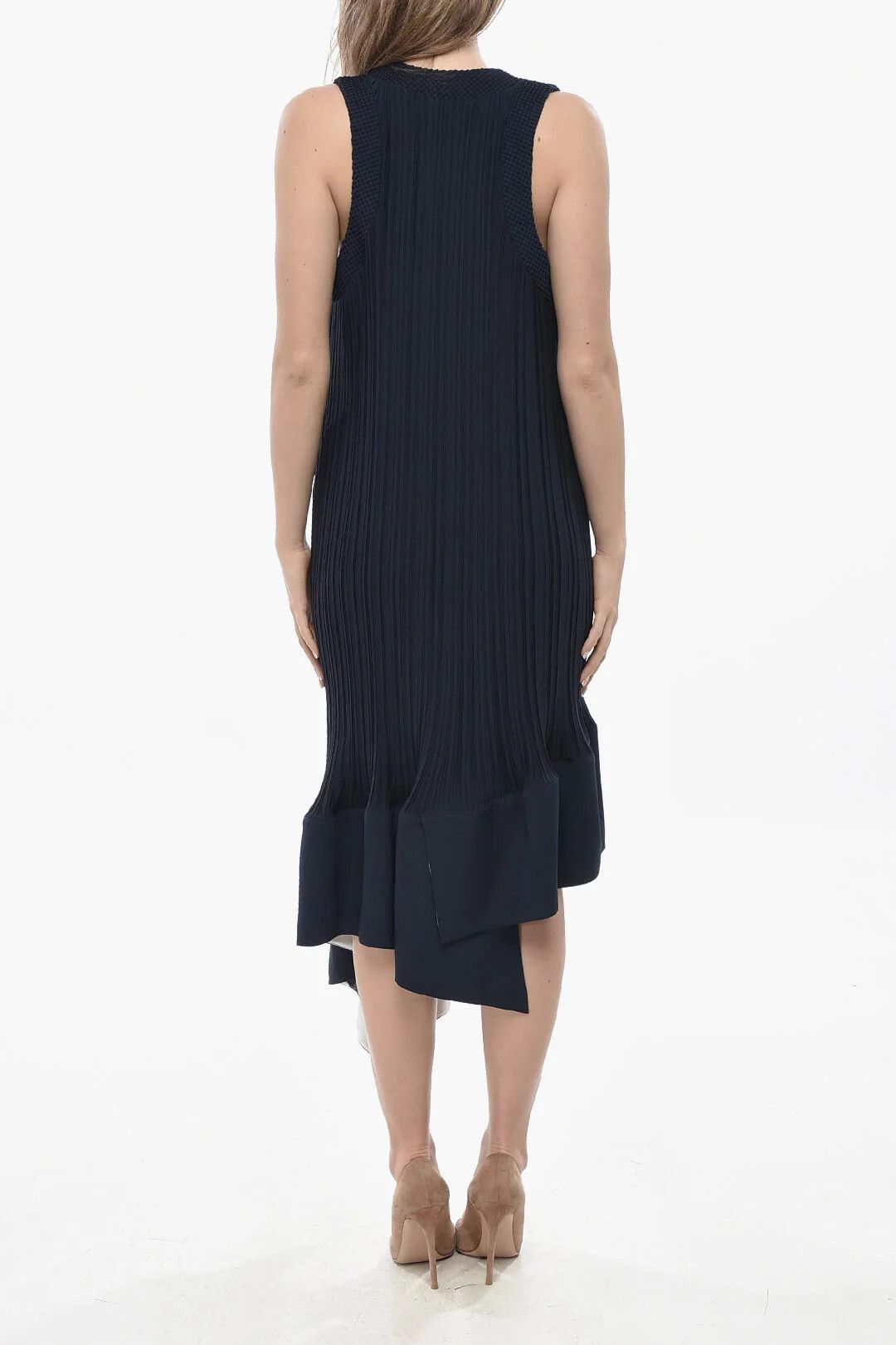 Lanvin og1mm0426 Pleated Chiffon Dress in Blue Size M / US 6-8 / IT 42-44 - 2 Thumbnail