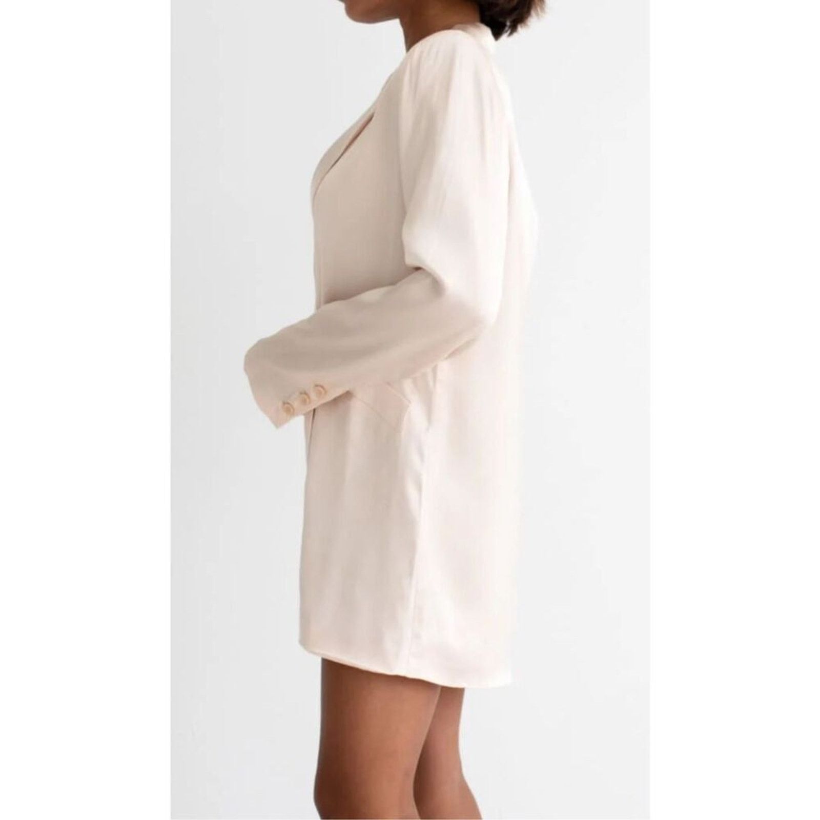 Other Rumored James Notched Satin Blazer Mini Dress MEDIUM Cream Size M / US 6-8 / IT 42-44 - 4 Thumbnail