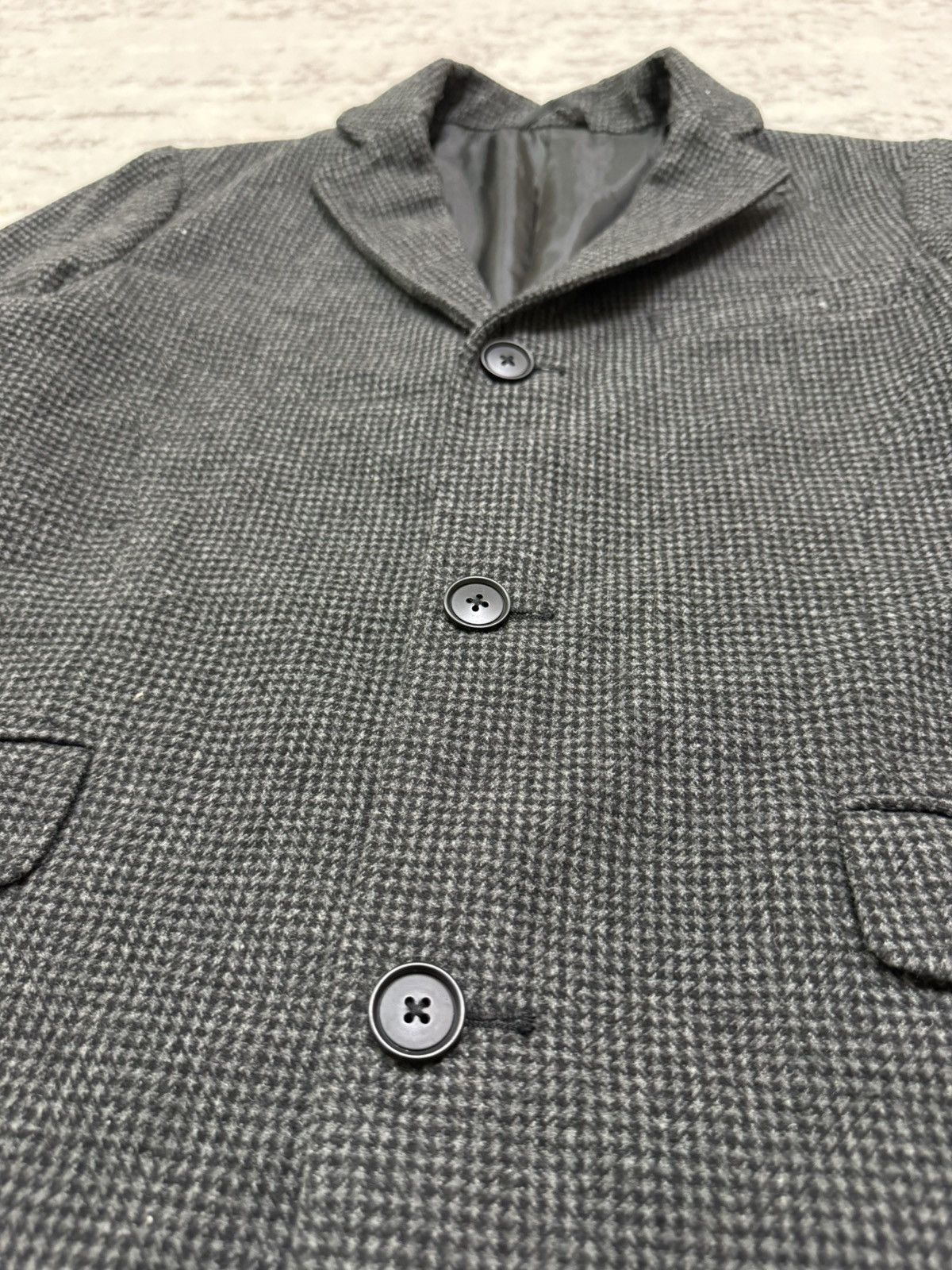 Tete Homme TETE HOMME GREY HOUNDSTOOTH WOOL OVERCOAT JACKET Size US M / EU 48-50 / 2 - 7 Thumbnail