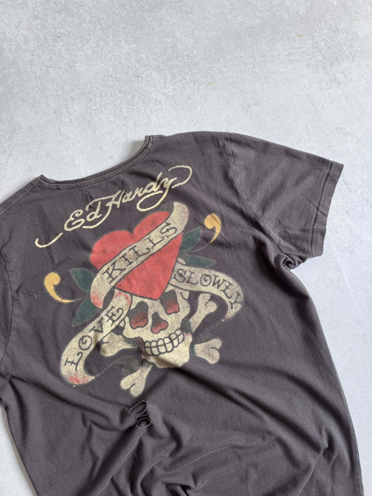 Ed Hardy Vintage Ed Hardy Y2K Women’s Distressed Big Logo Hype Tee Size M / US 6-8 / IT 42-44 - 11 Thumbnail