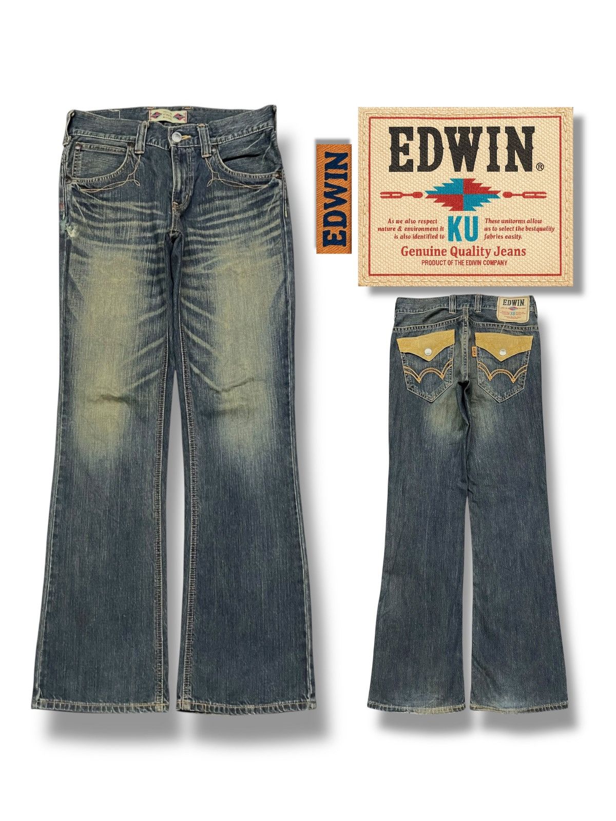 Edwin Flared Edwin 421 Exclusive Vintage - Faded Mud Wash Jeans Size US 33 - 1 Thumbnail