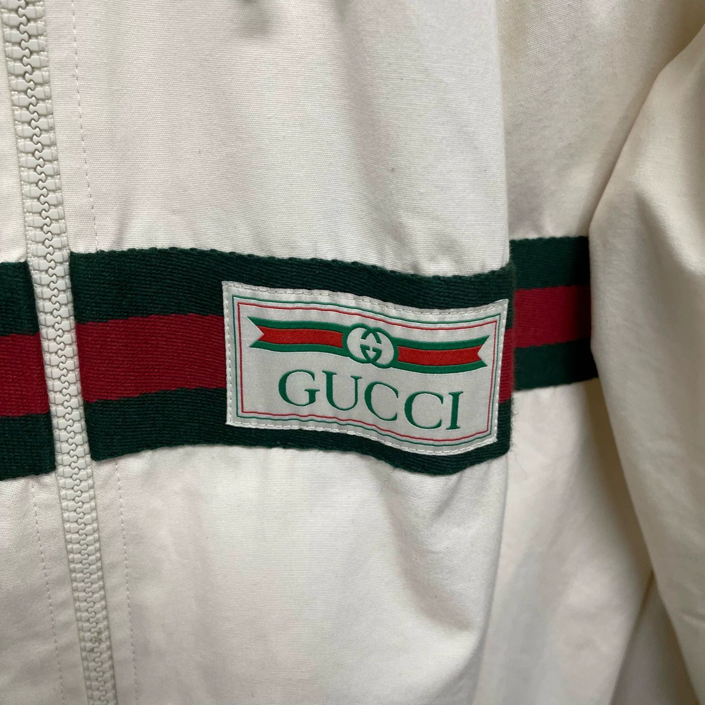 Gucci Gucci Ivory Red Green Web Zip Hooded Jacket L Size L / US 10 / IT 46 - 4 Thumbnail