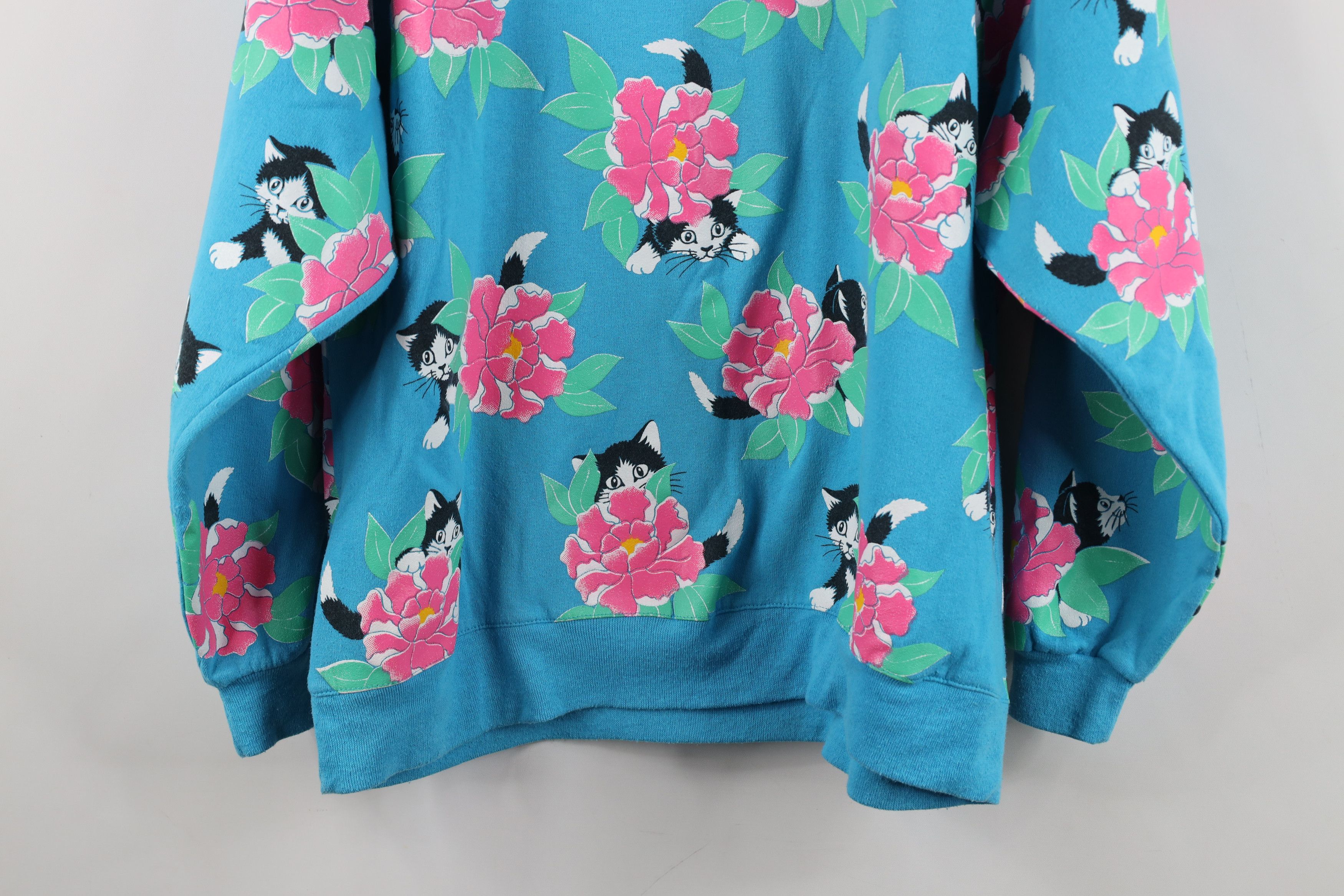 Vintage Vintage 90s Streetwear Kitten All Over Print Sweatshirt USA Size XL / US 12-14 / IT 48-50 - 13 Thumbnail