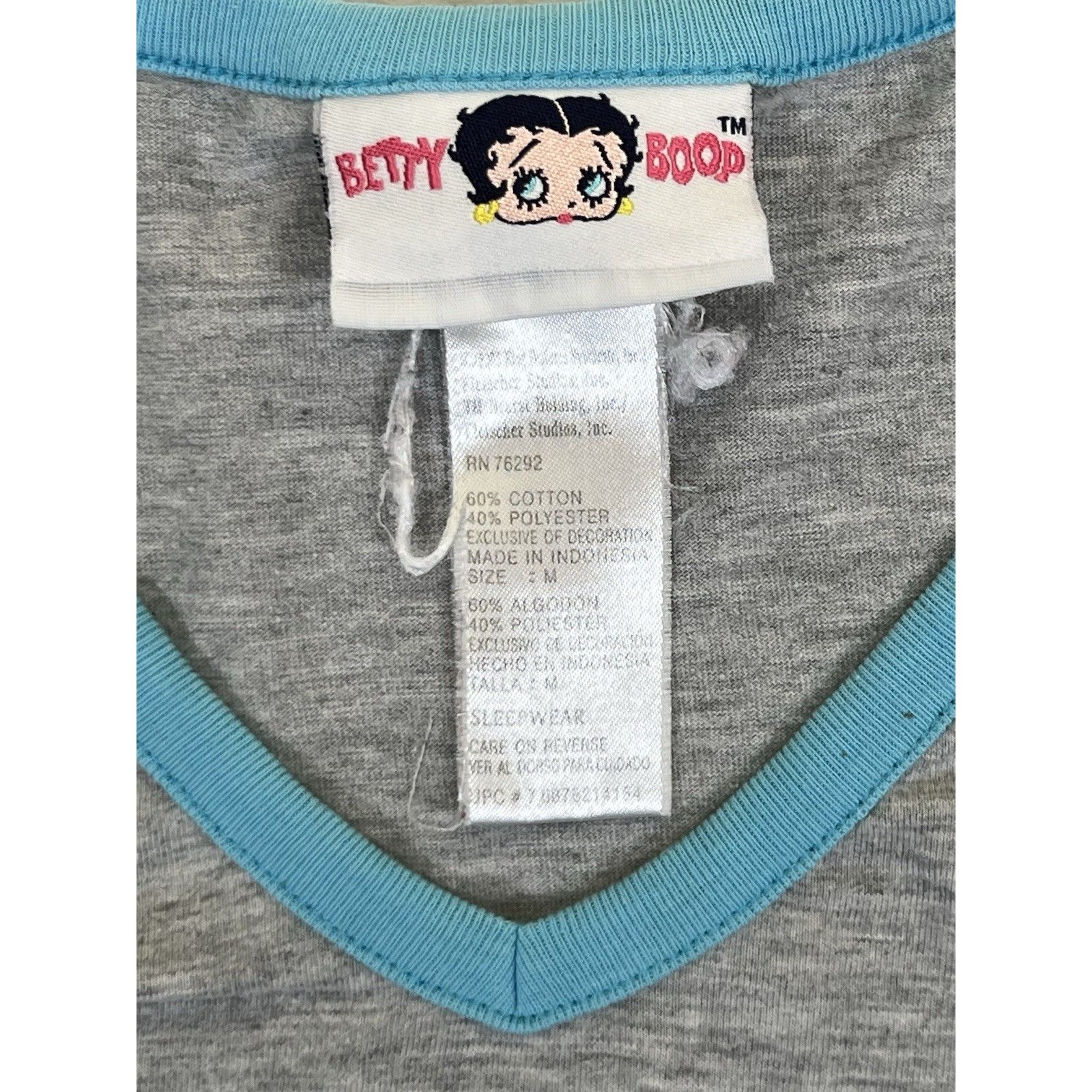 Other Vintage Betty Boop V-Neck T-Shirt Women’s Size Medium Gray E Size M / US 6-8 / IT 42-44 - 3 Thumbnail