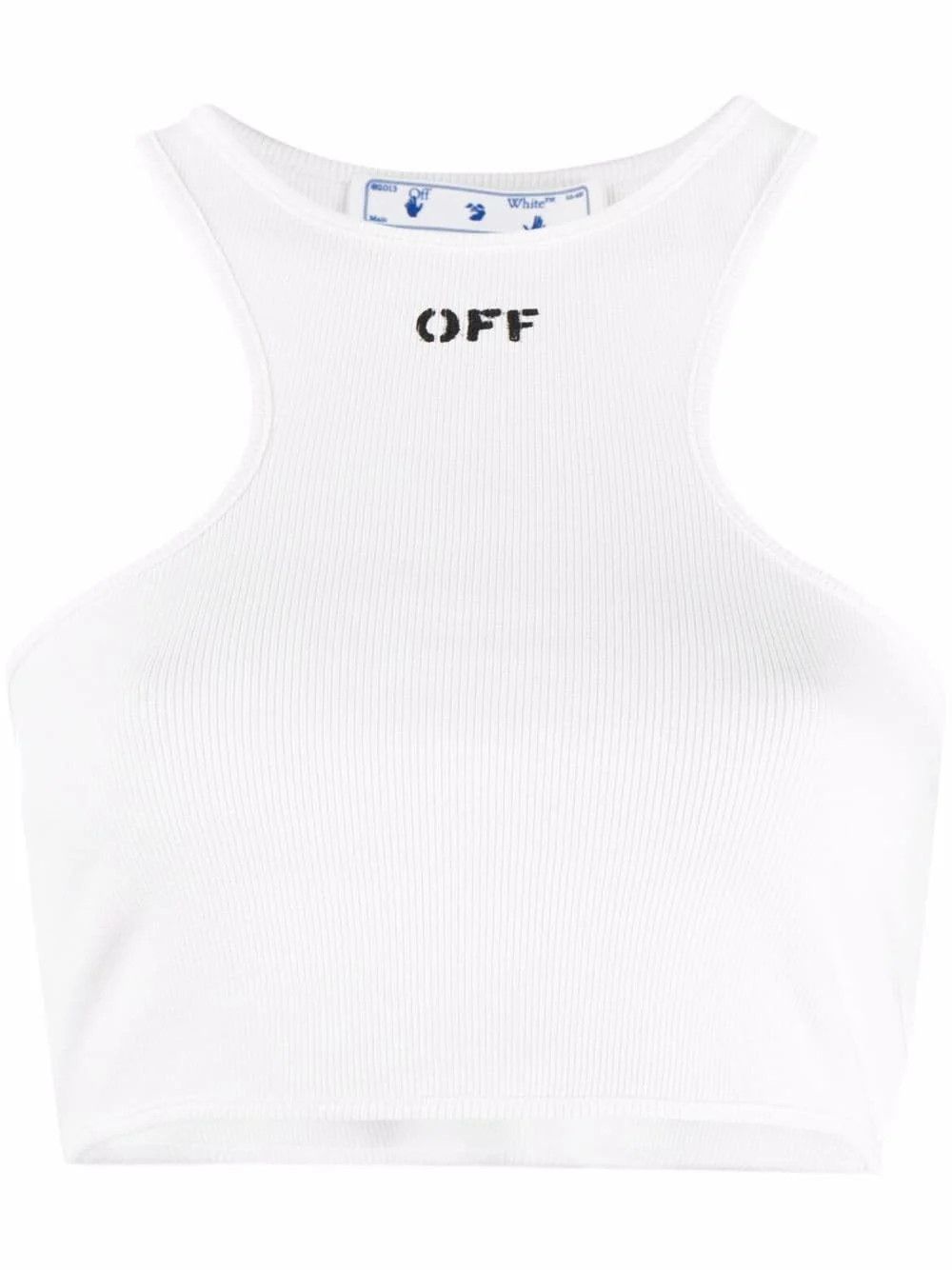 Off-White o1gr1nt0325 Off Stamp Ribbed Rowing Top in White Size M / US 6-8 / IT 42-44 - 1 Thumbnail