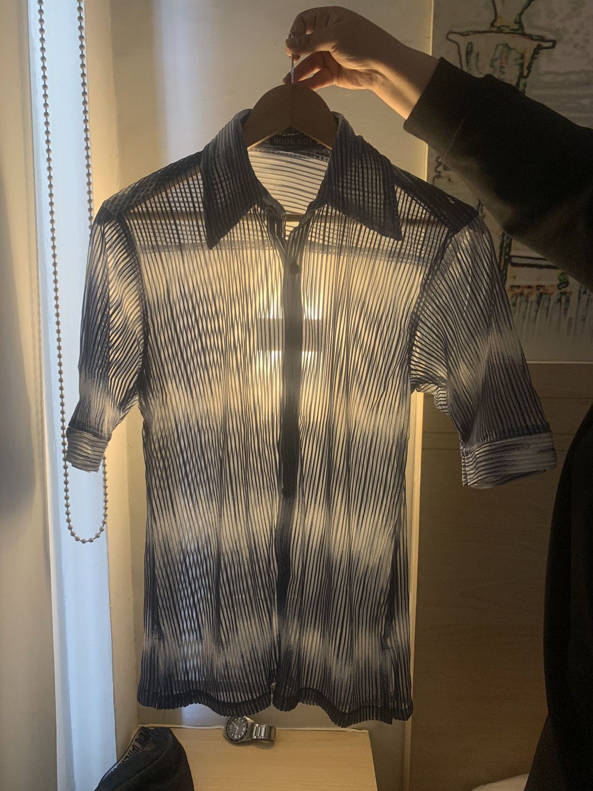 If Six Was Nine Vintage Japan nookady pleated gradation mesh sheer shirt Size US M / EU 48-50 / 2 - 1 Thumbnail