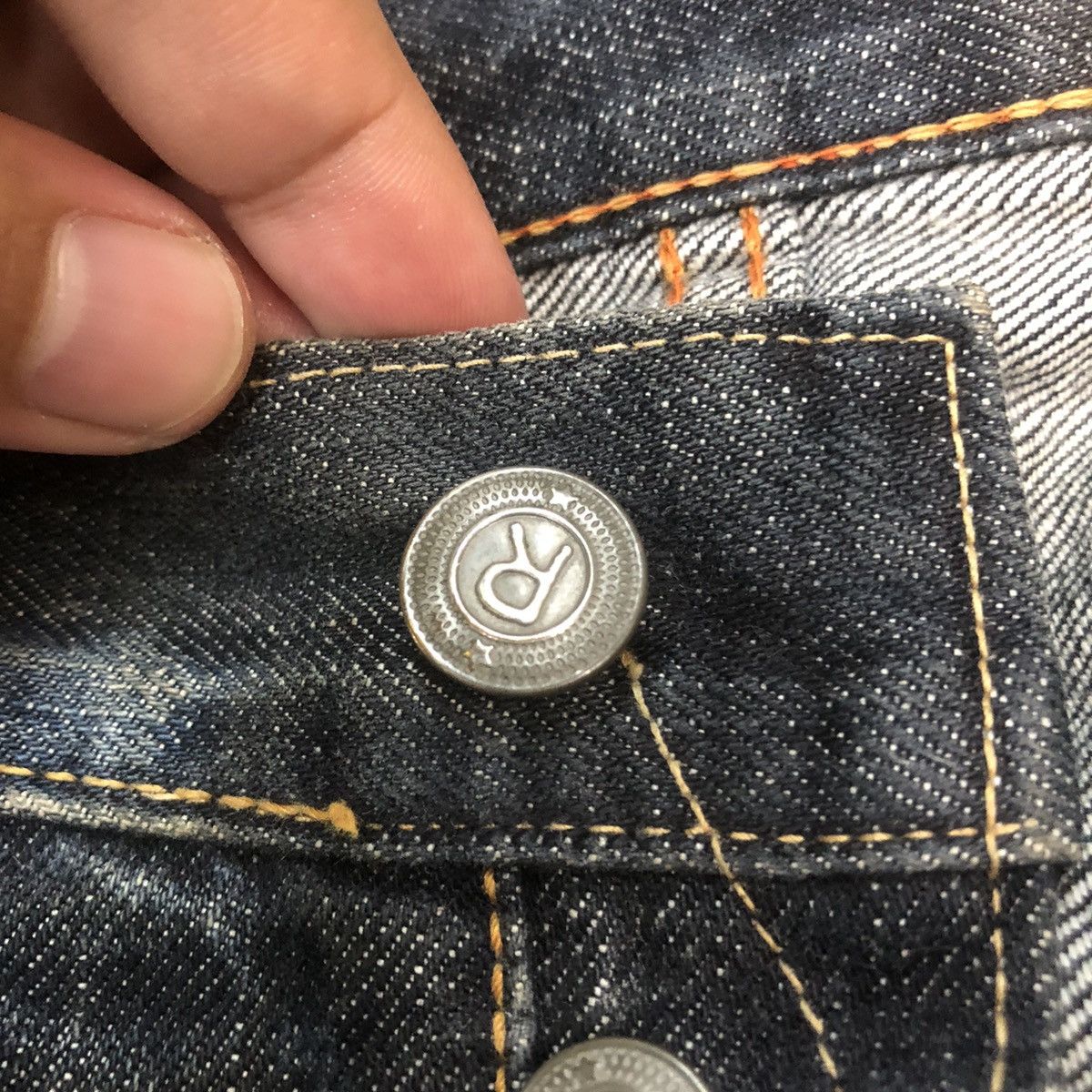 DL R 45rpm selvedge Black faded Distressed Denim Pants #7321