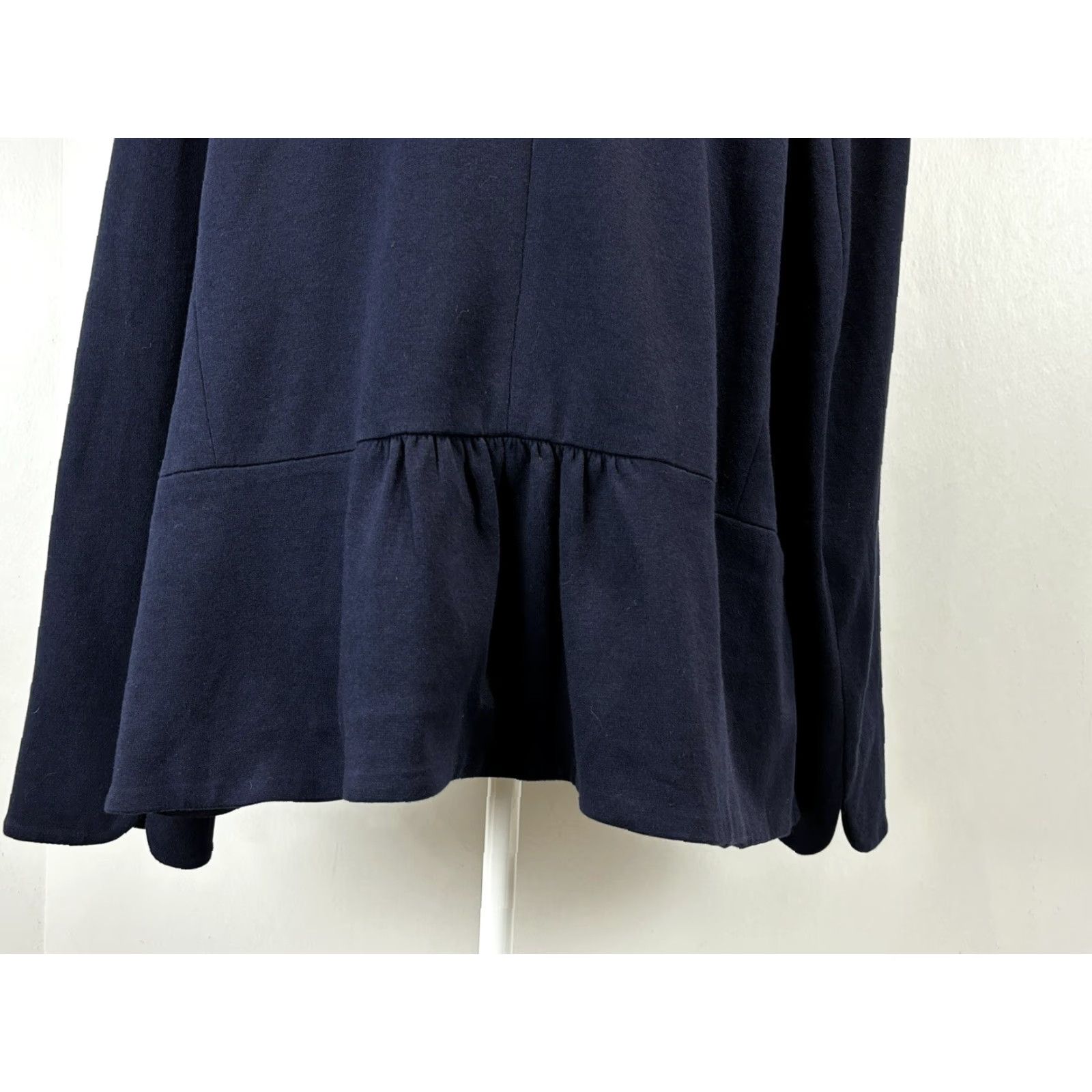 Talbots Talbots Plus Size 22W Navy Button-Up Jacket with Peter Pan Collar - Women's Cotton Blend Casual Outerwear Size 3XL / US 20-22 - 6 Thumbnail