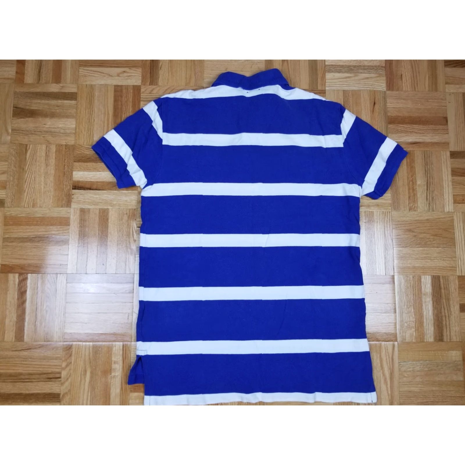 Ralph Lauren VINTAGE Ralph Lauren Polo Blue Stripe Short Sleev e Polo Shirt SZ Large Shirt Men Blue 22 inch Chest 28 inch Length USA University Classic Horse Retro Size US L / EU 52-54 / 3 - 4 Thumbnail