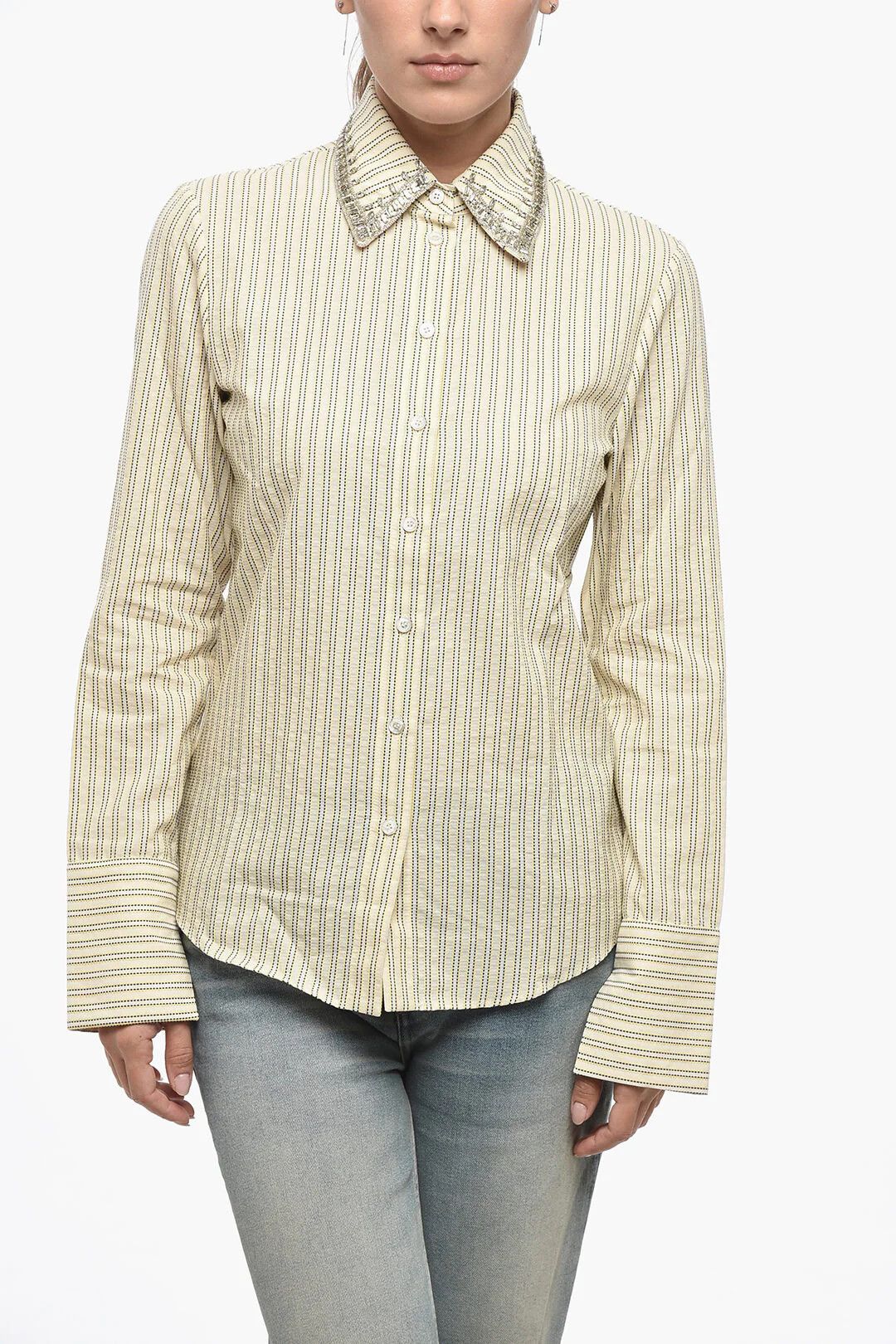 Golden Goose og1mm0426 Slim-Fit Blouse in Beige Size L / US 10 / IT 46 - 1 Thumbnail