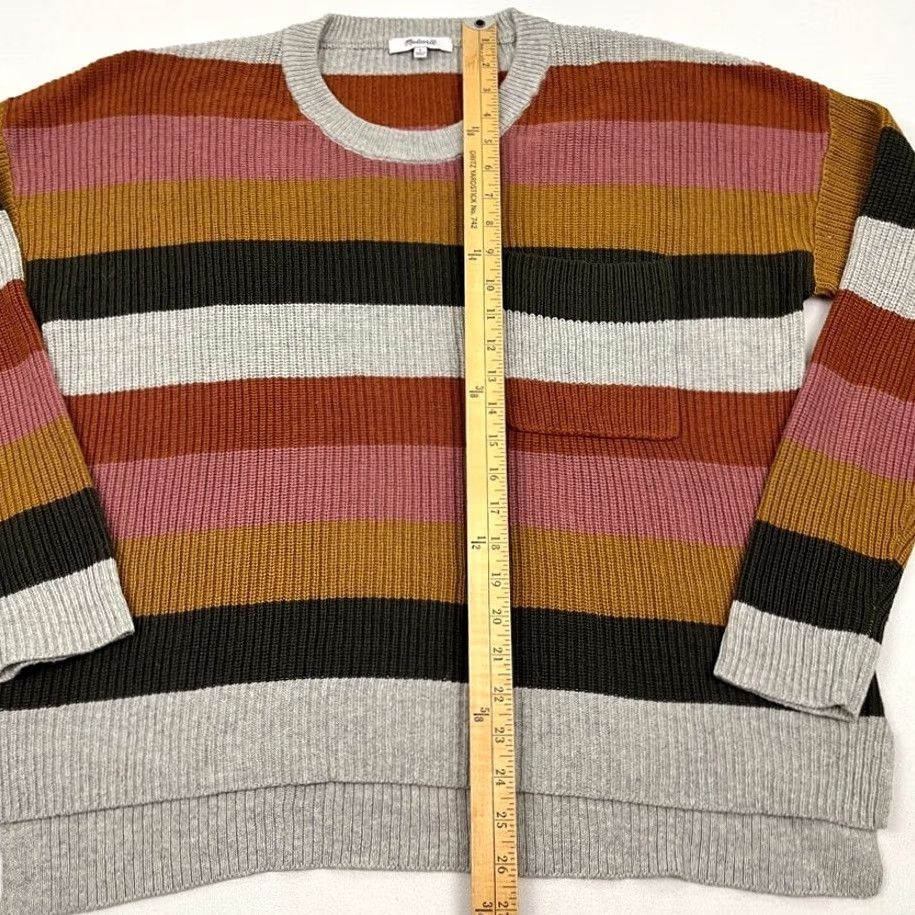 Madewell Madewell Thompson Sweater Womens L Oversized Walton Striped Patch Pocket Preppy Pullover Knit Crew Neck Multicolor Size L / US 10 / IT 46 - 4 Thumbnail