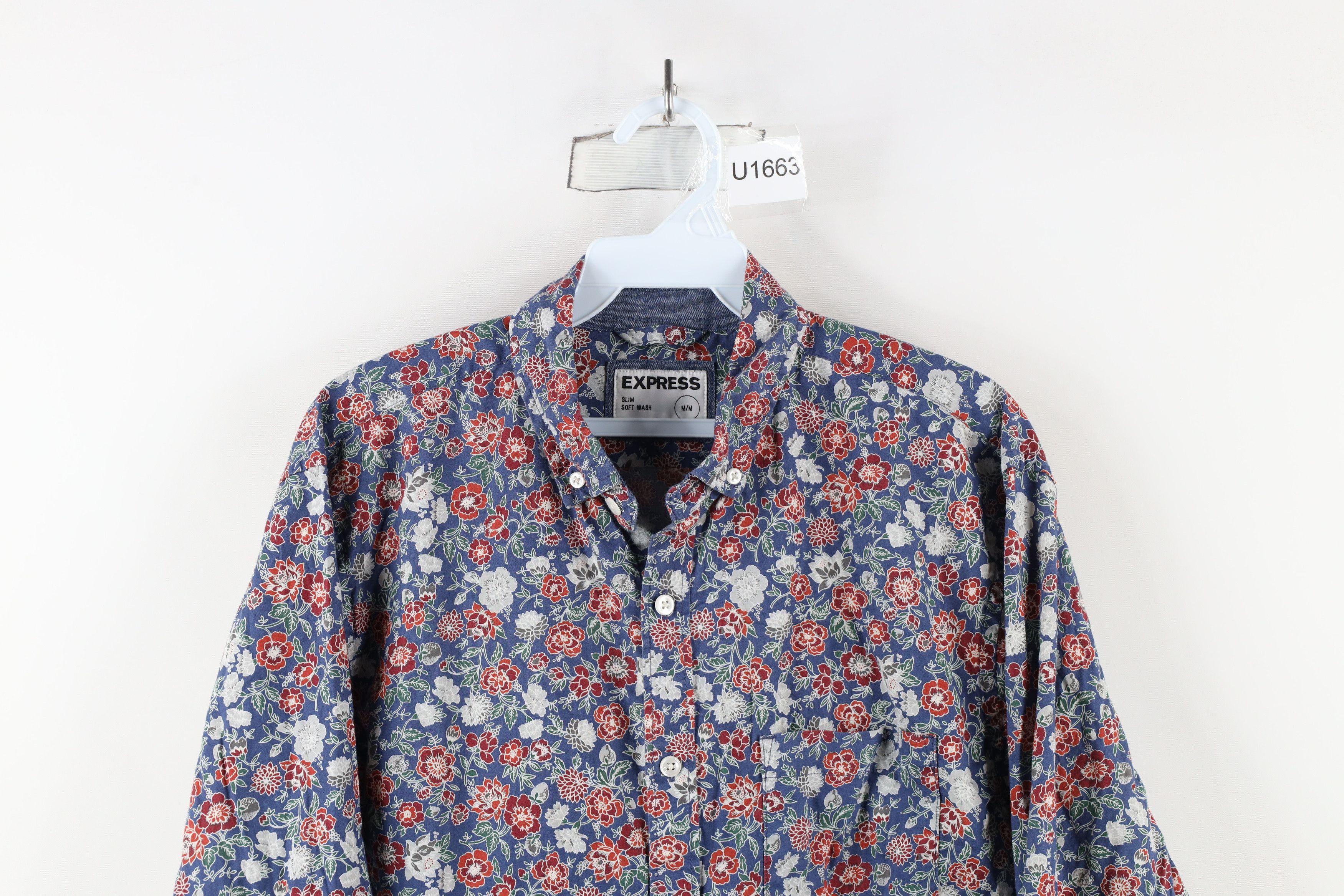 Express × Vintage Express Soft Wash Flower All Over Print Button Down Shirt Size US M / EU 48-50 / 2 - 2 Thumbnail