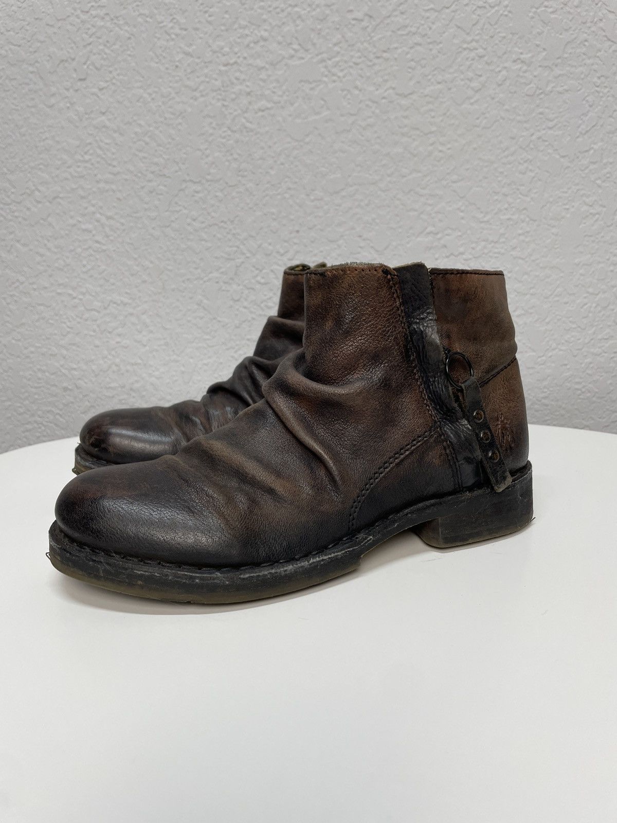If Six Was Nine Vintage Italian AS 98 Rick Owens Style Leather Biker Boots Size US 5.5 / EU 38 - 6 Thumbnail