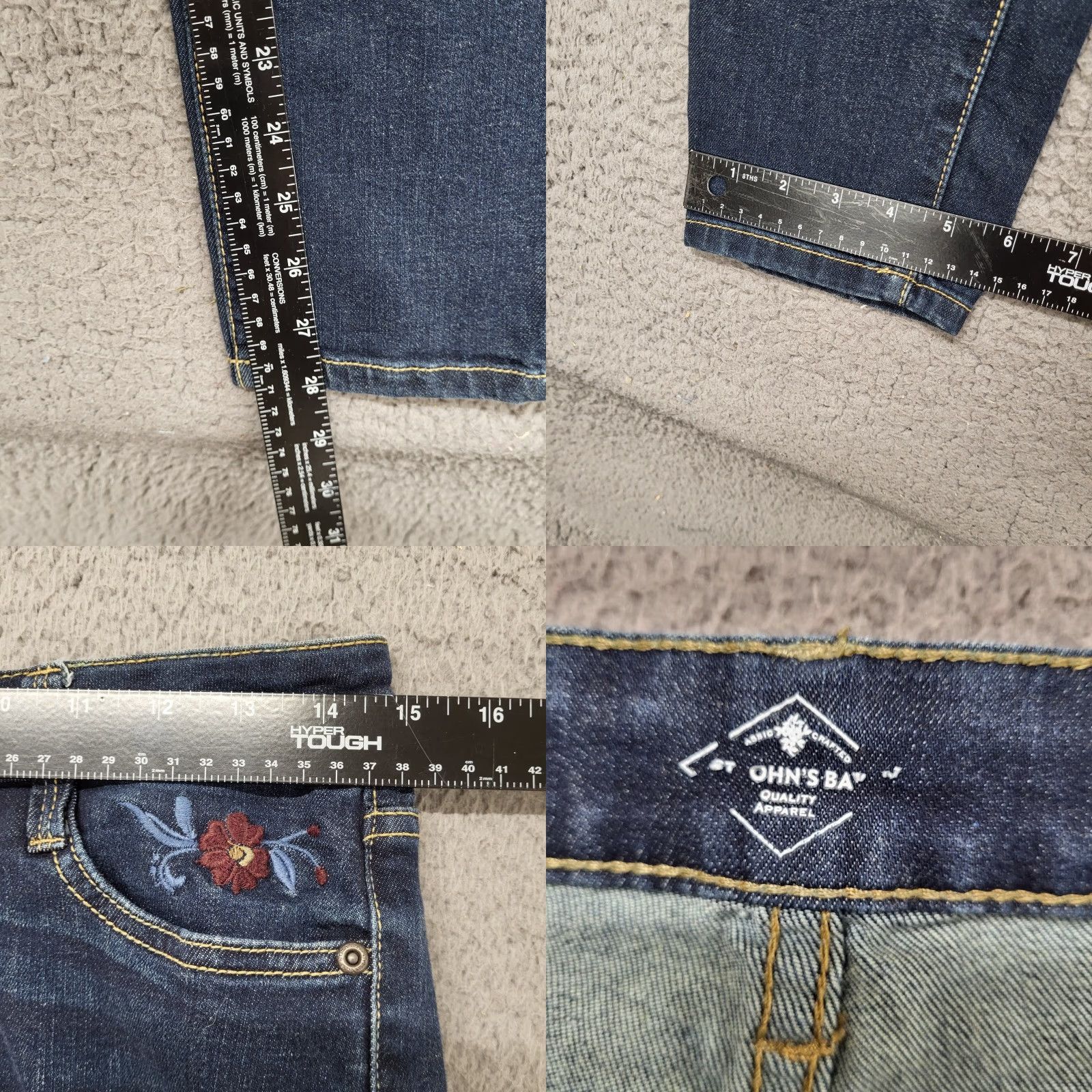 Vintage St. John's Bay Jeans Women's Size 4 Blue Tapered Leg Dark Embroidered Floral Size 27" / US 4 / IT 40 - 8 Thumbnail