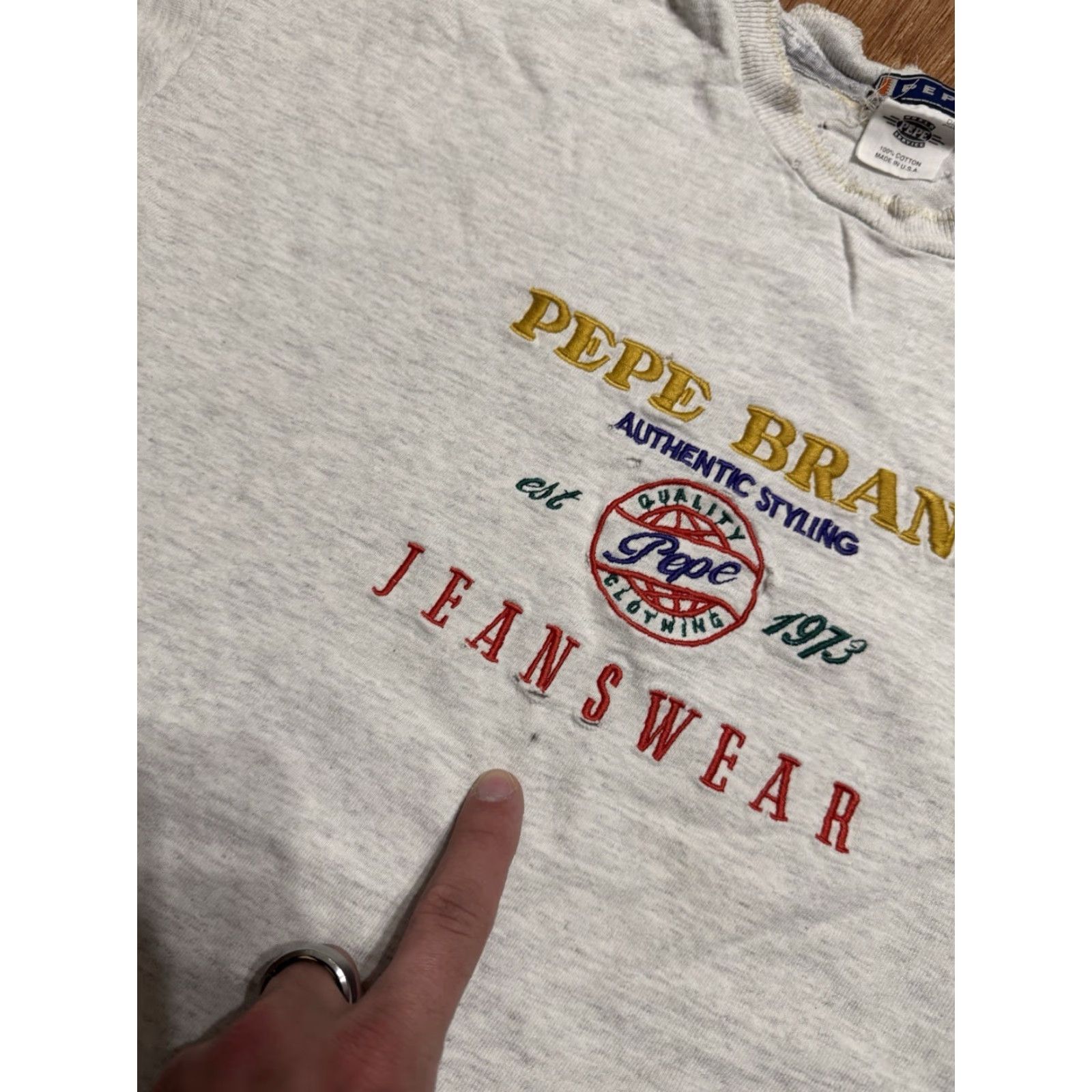 Pepe Jeans VINTAGE Pepe Jeans Single Stitch T-Shirt Mens XL Gray 90s Thrashed Shirts Size US XL / EU 56 / 4 - 7 Thumbnail